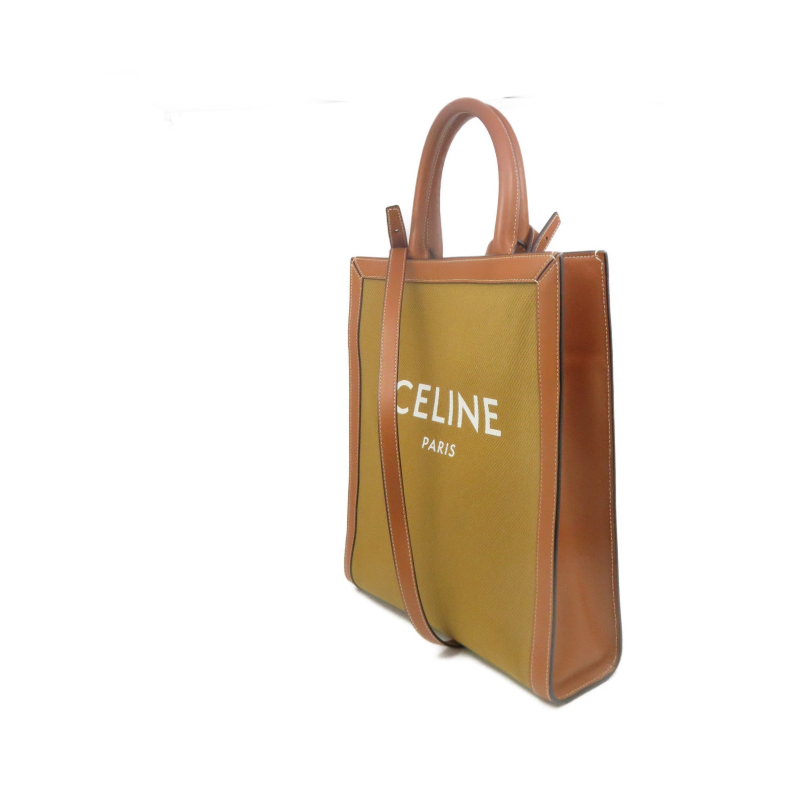 CELINE 帆布/牛皮皮革2Way Shoulder Bag手挽肩背兩用袋啡色