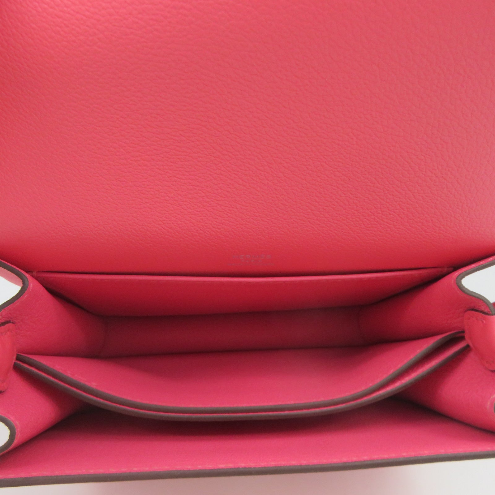HERMES Evercolor皮革Mini Roulis银扣链带肩背袋Rose Azalee