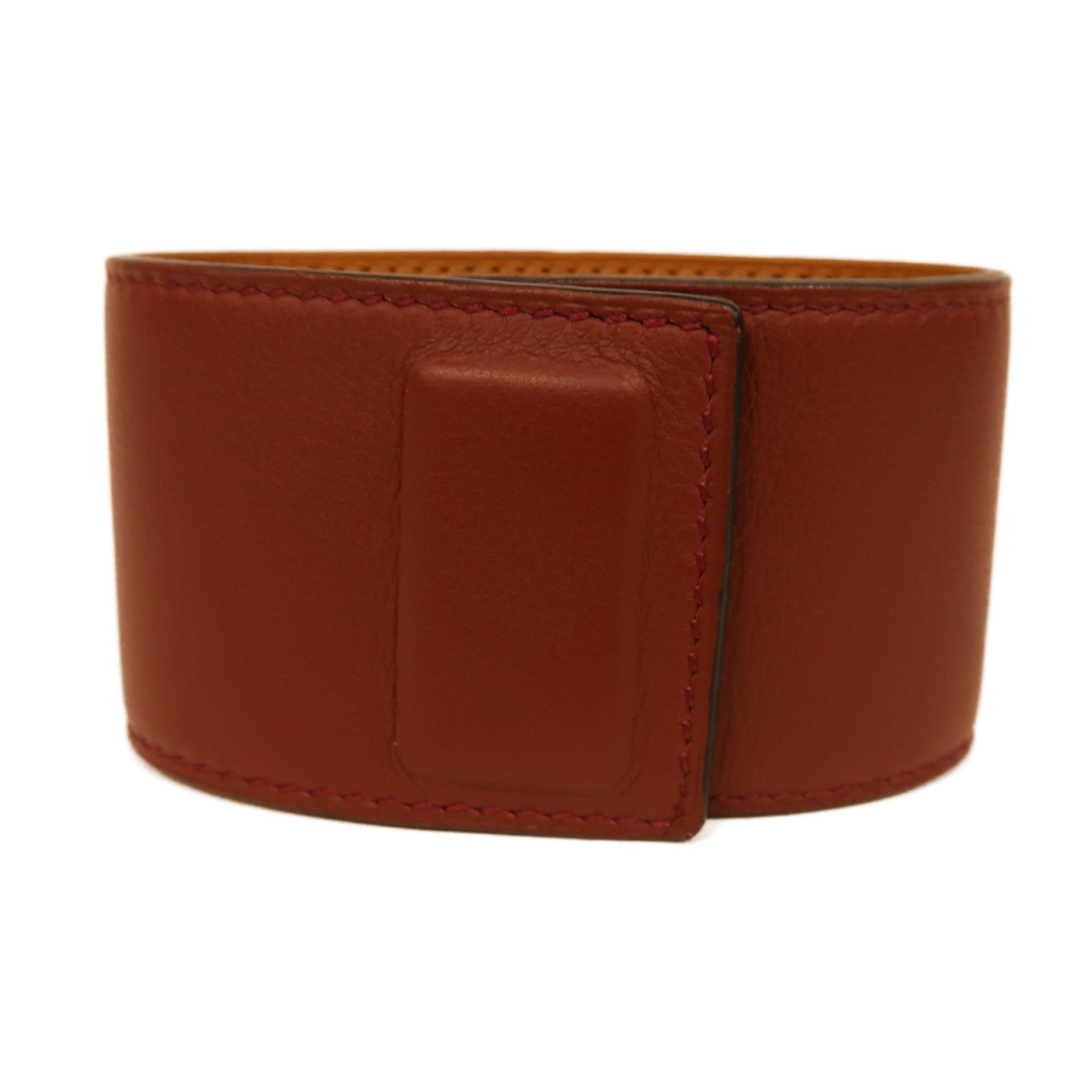 HERMES Swift皮革CDC Bracelet銀扣手鐲紅色