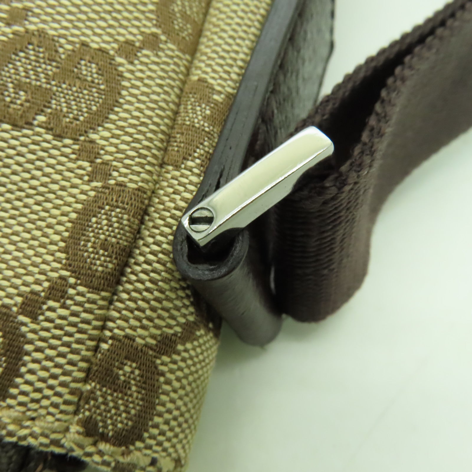 GUCCI 帆布Shoulder Bag銀扣肩背袋棕色