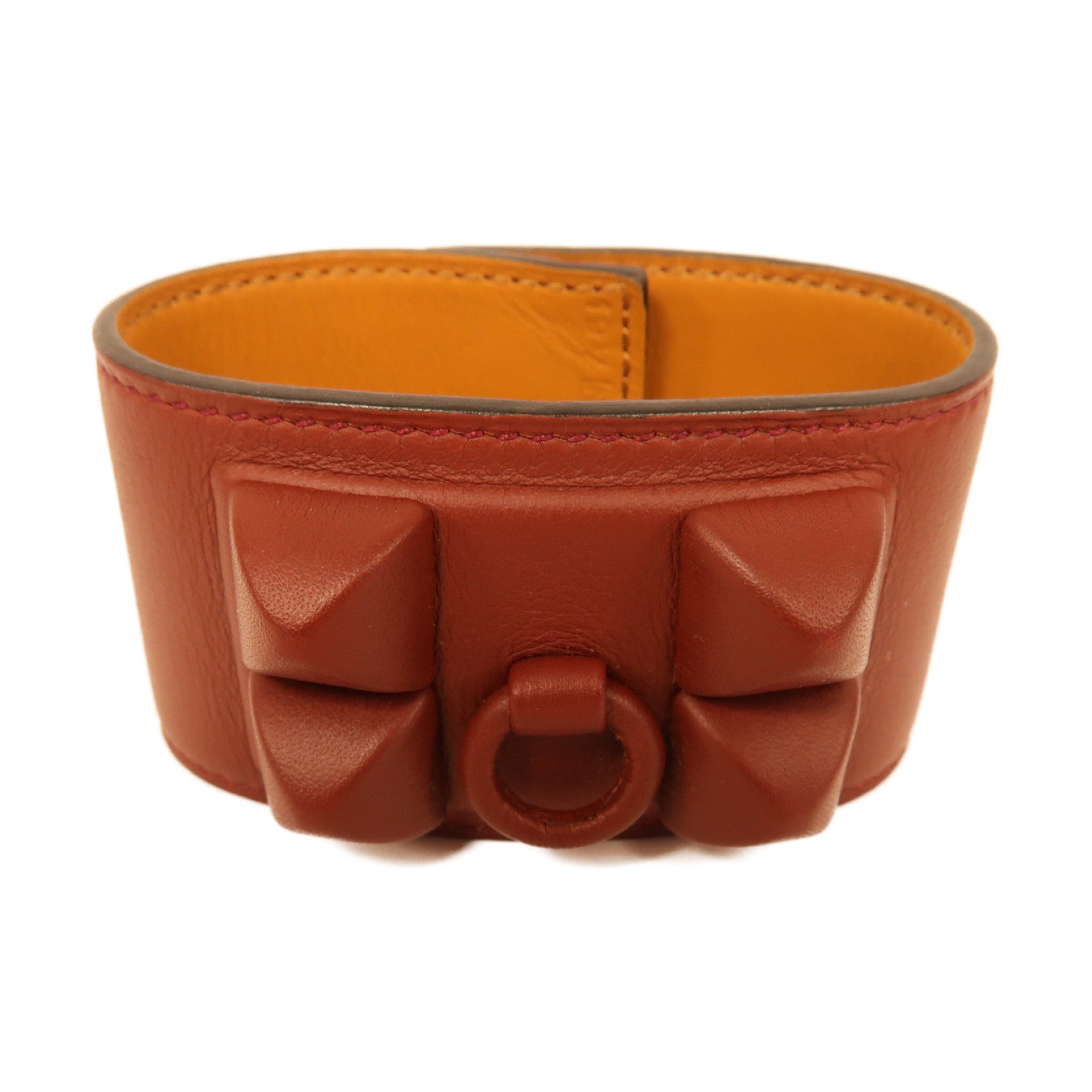 HERMES Swift皮革CDC Bracelet銀扣手鐲紅色