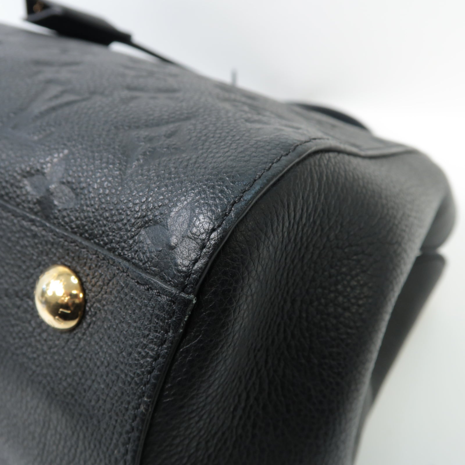 LOUIS VUITTON Monogram Empreinte Montaigne MM金扣手挽肩背兩用袋深藍色