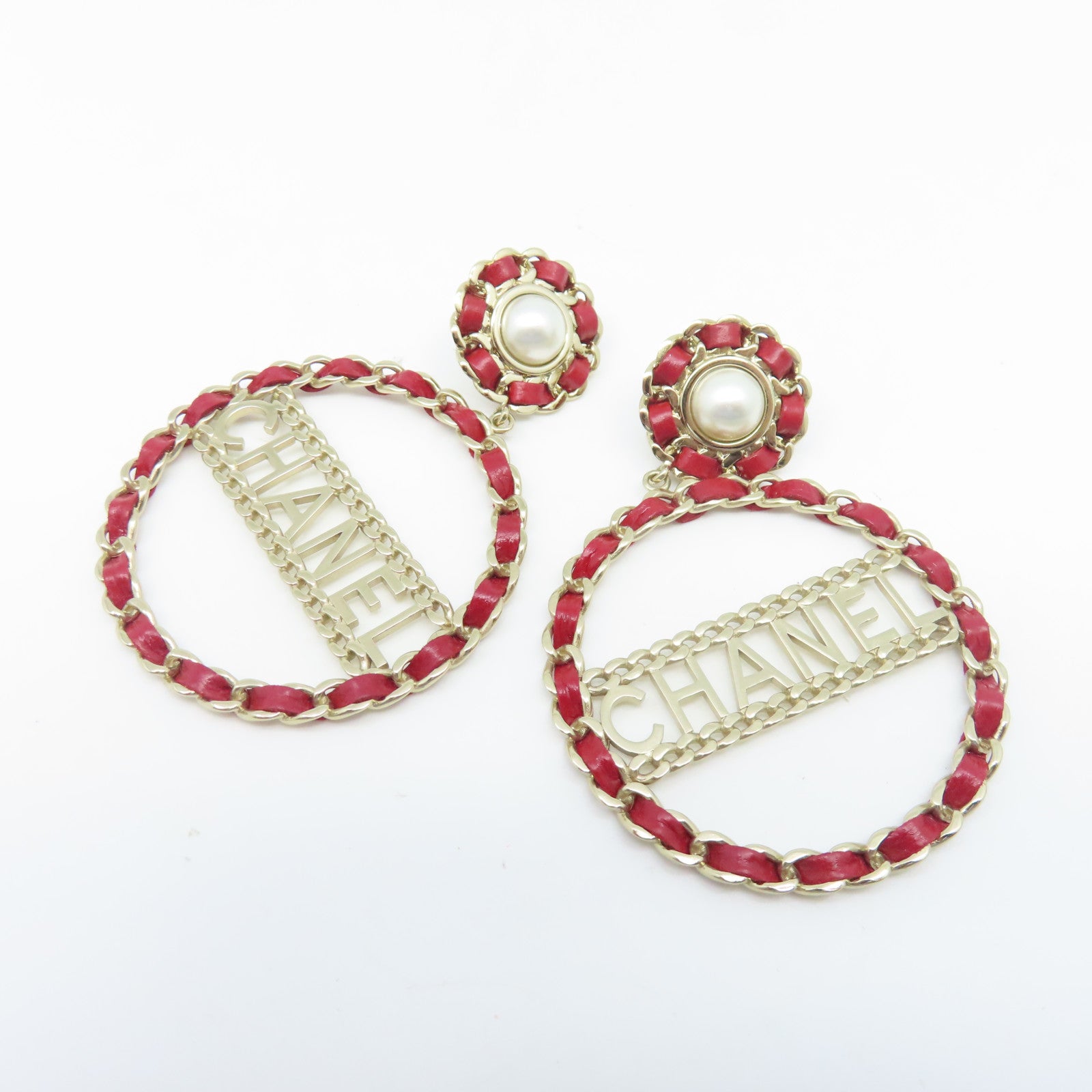 CHANEL 金屬Earrings耳環金色/紅色