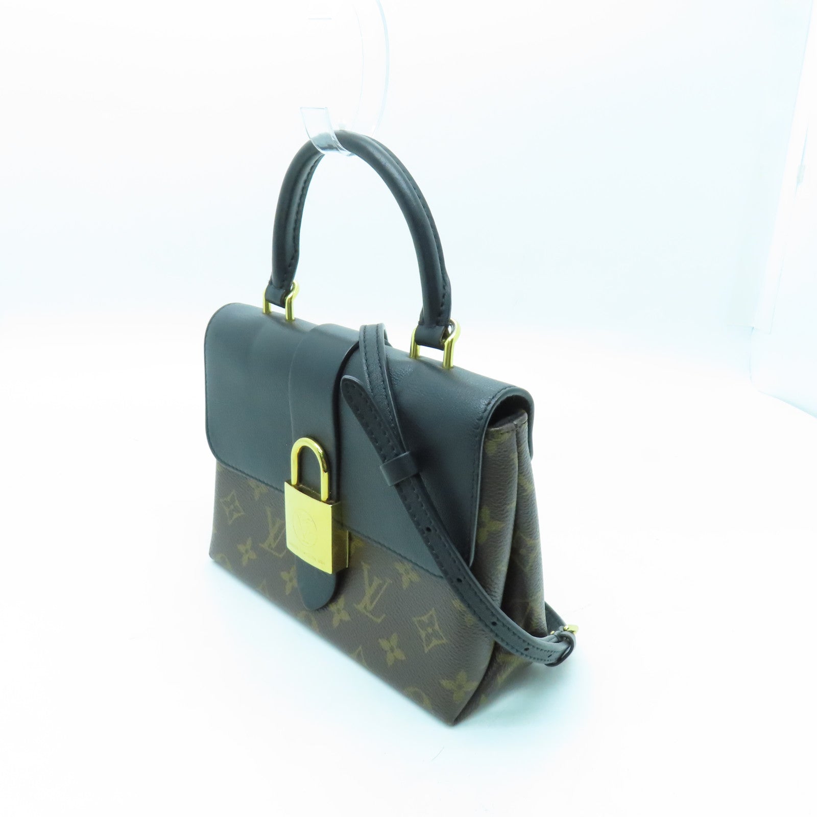 LOUIS VUITTON Monogram Locky BB金扣手挽肩背兩用袋黑色/棕色