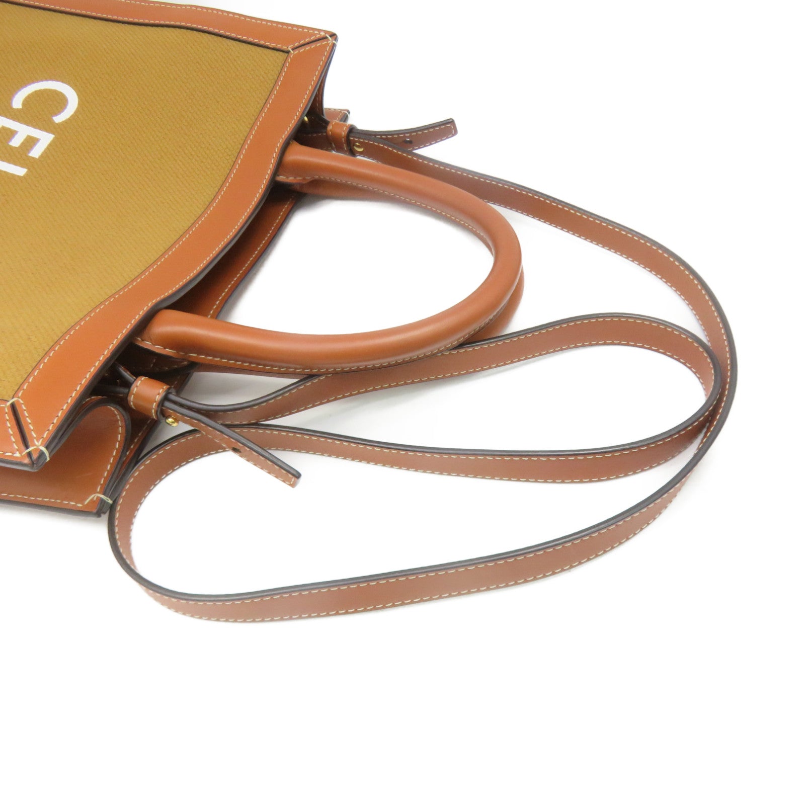 CELINE 帆布/牛皮皮革2Way Shoulder Bag手挽肩背兩用袋啡色