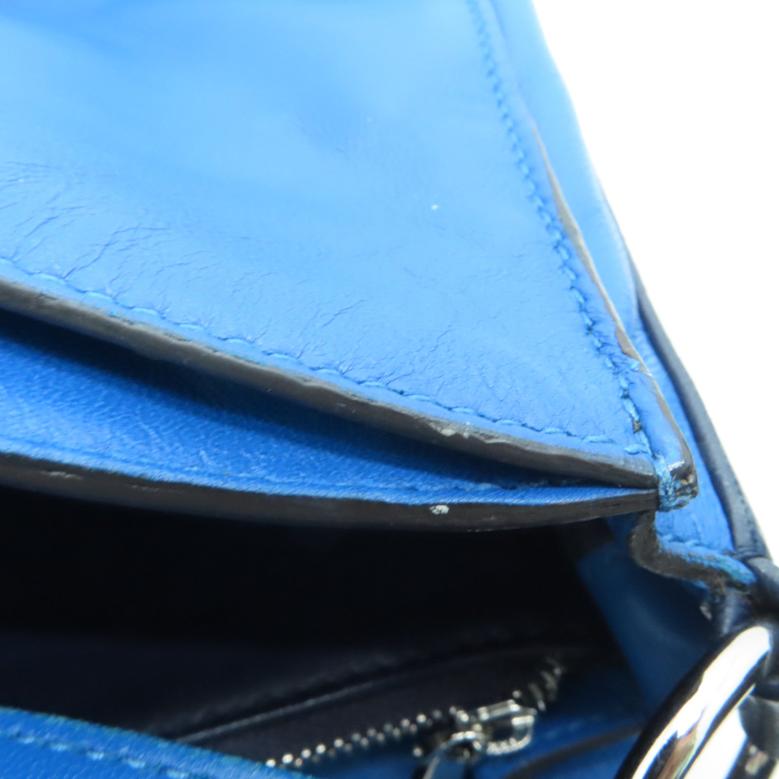 LOEWE 【激減優惠】羊皮皮革Shoulder Bag銀扣肩背袋藍色