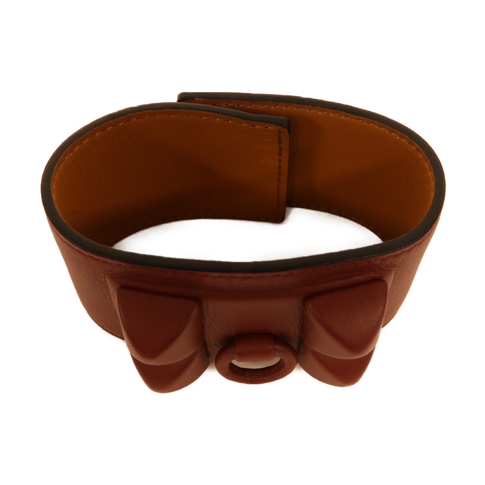 HERMES Swift皮革CDC Bracelet銀扣手鐲紅色
