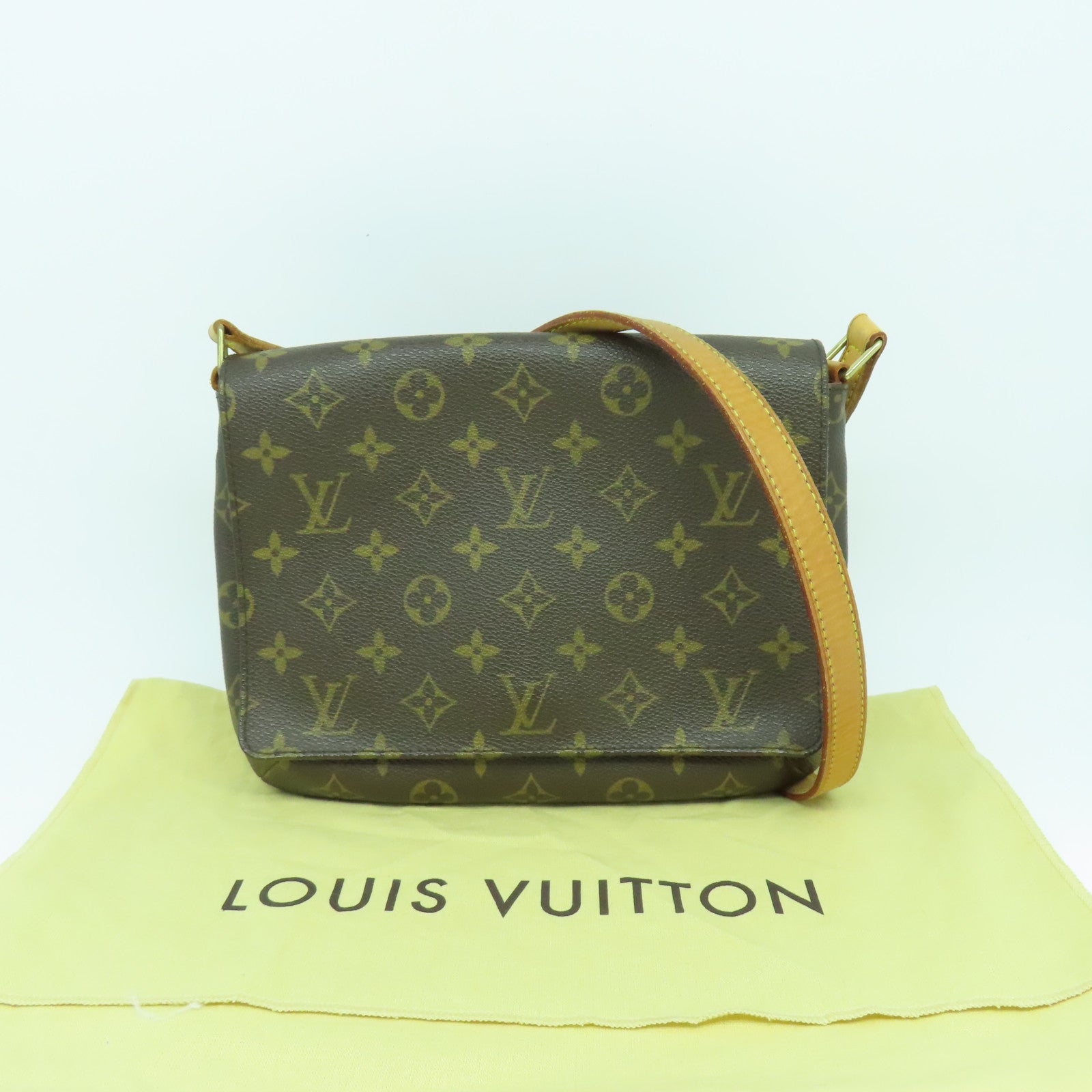 LOUIS VUITTON Monogram Musette Tango金扣肩背袋啡色