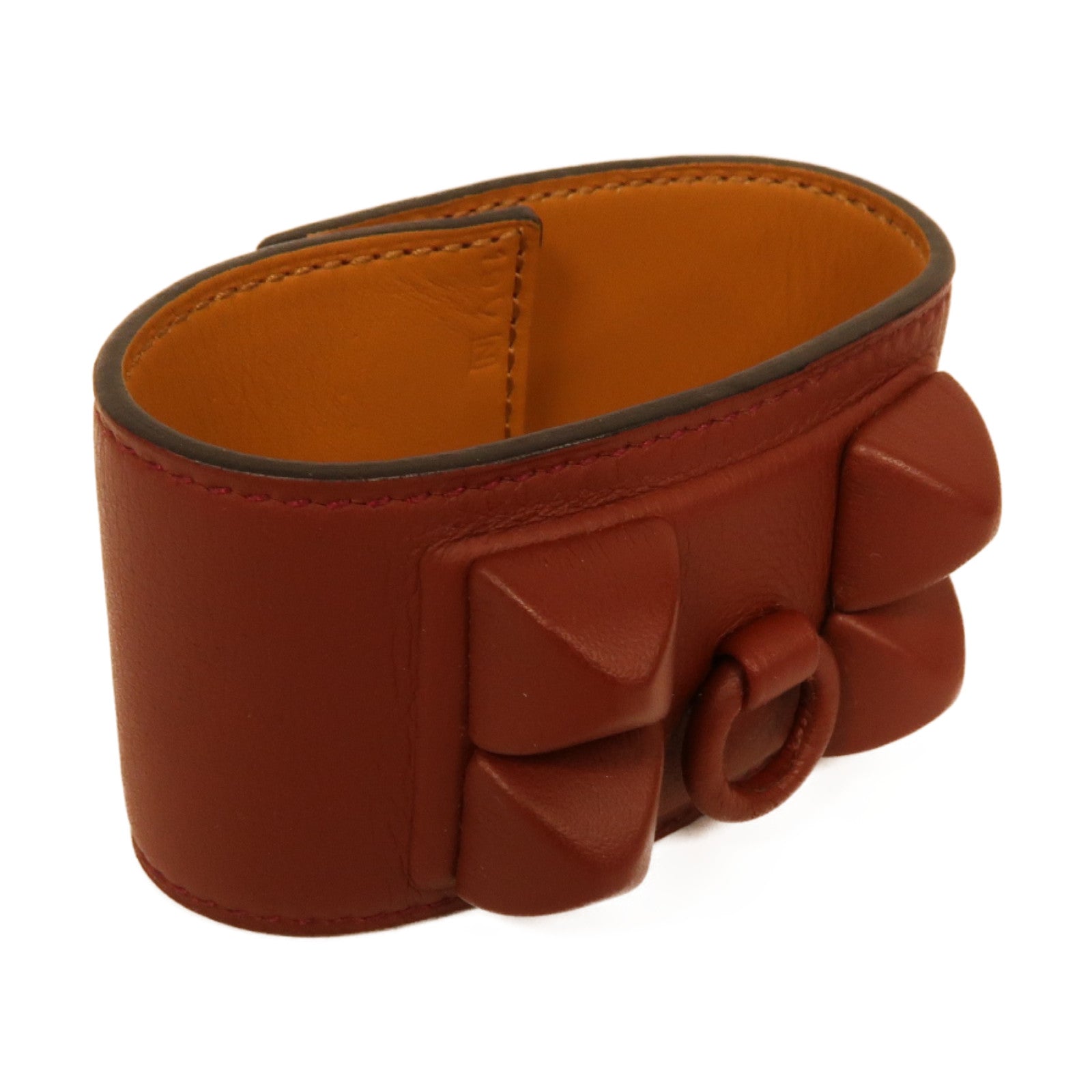 HERMES Swift皮革CDC Bracelet銀扣手鐲紅色