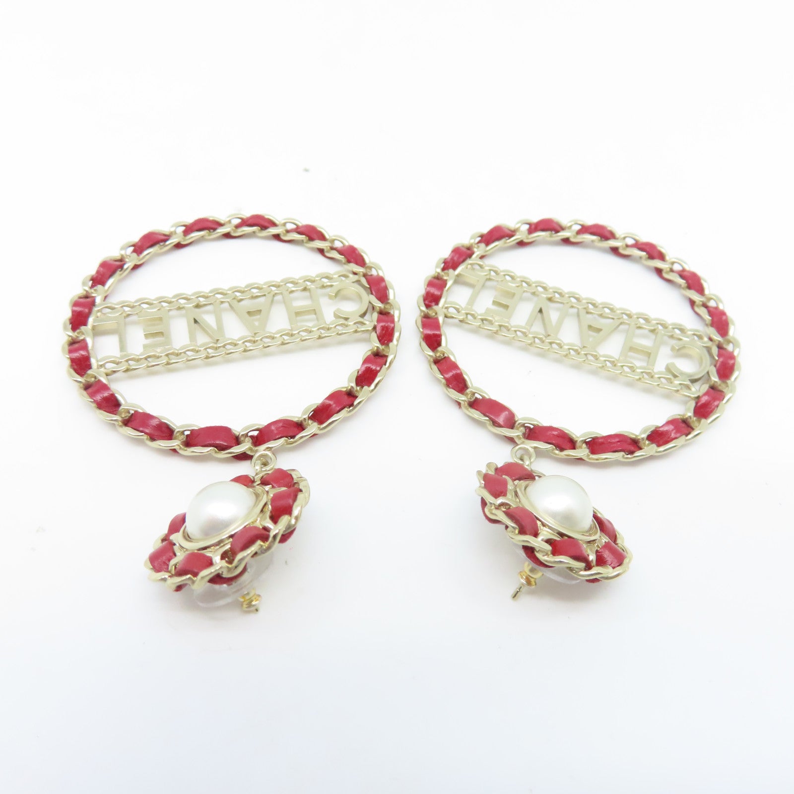 CHANEL 金屬Earrings耳環金色/紅色