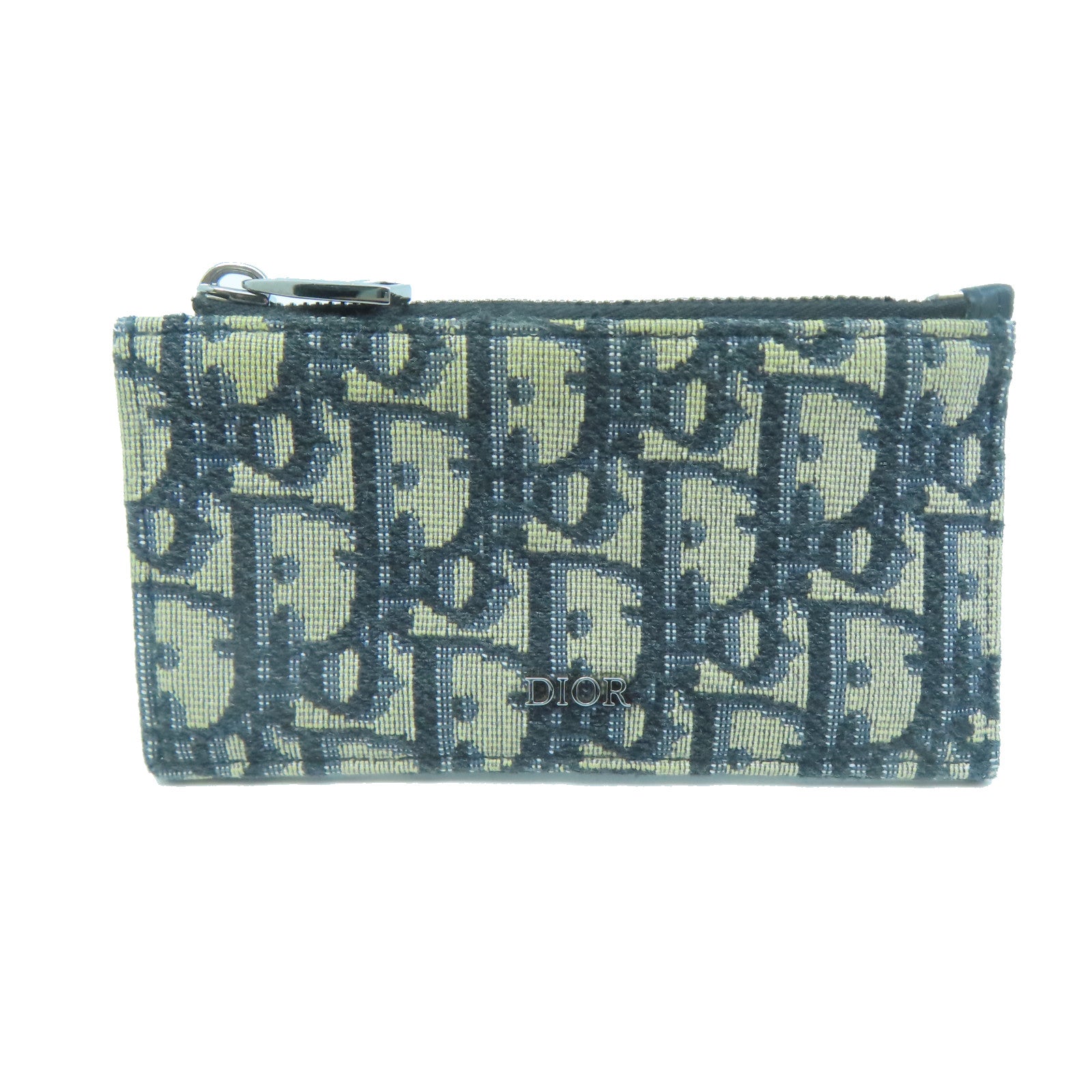 Dior Canvas Card Case Silver Buckle Card Holder Black