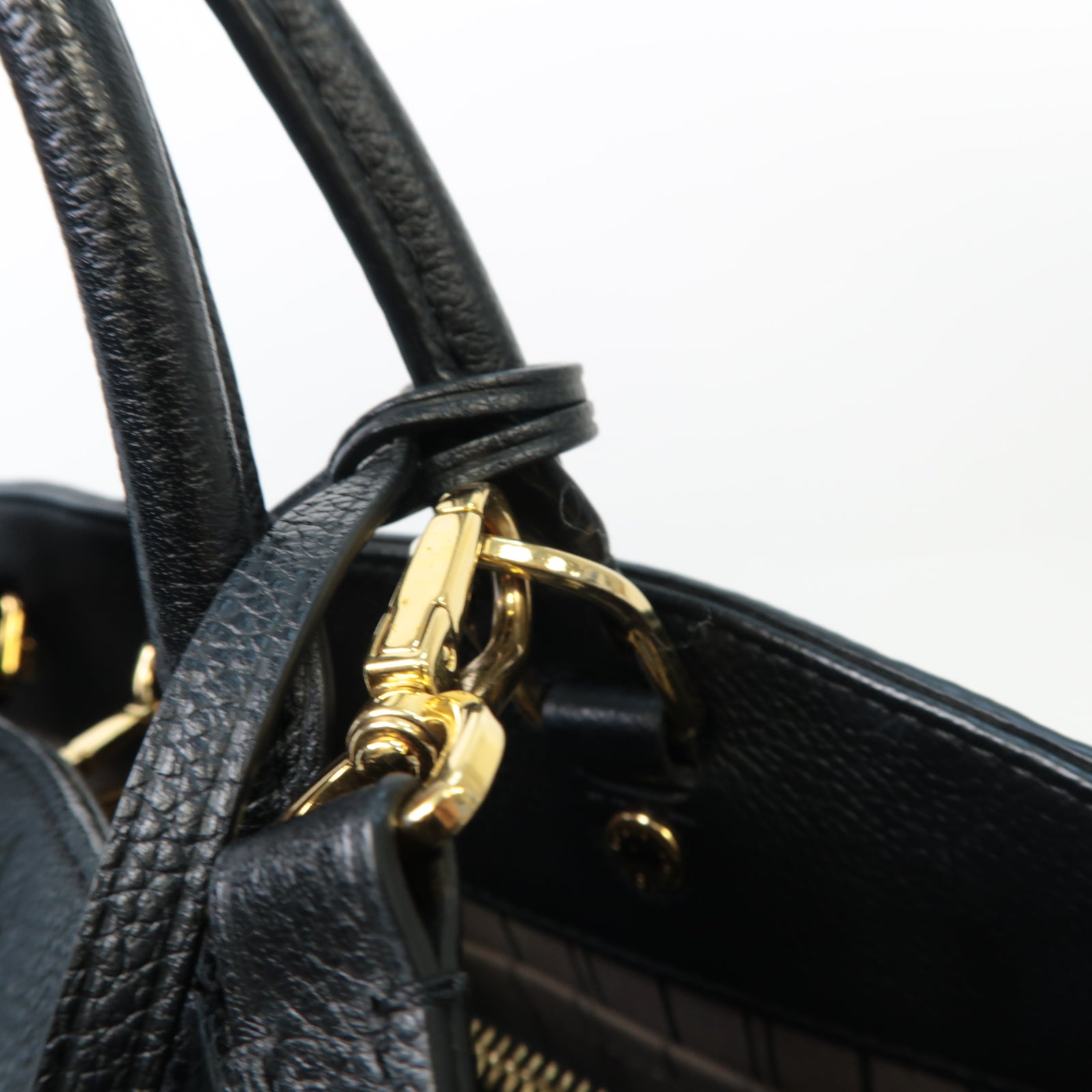 LOUIS VUITTON Monogram Empreinte Montaigne MM金扣手挽肩背兩用袋深藍色