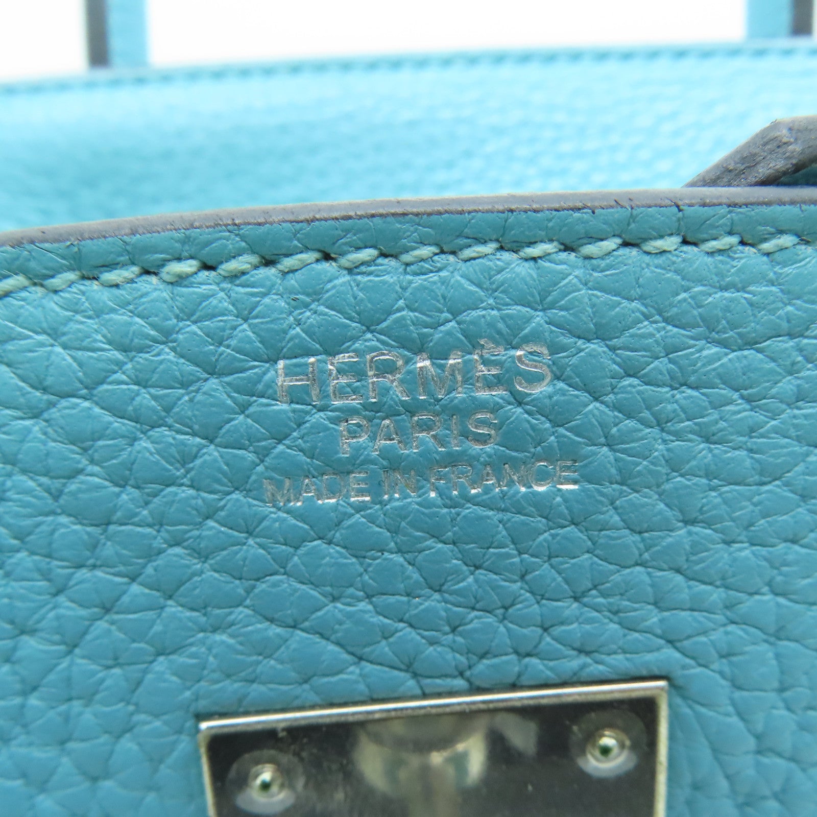 HERMES 【激減優惠】Togo皮革Birkin 30銀扣手挽袋Blue Atoll/藍色