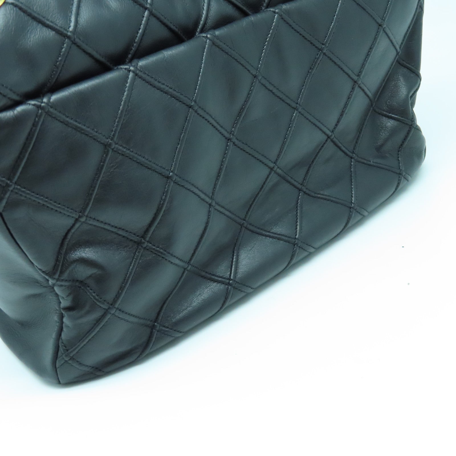 CHANEL 菱格羊皮皮革Chain Shoulder Bag金扣鏈帶肩背袋黑色