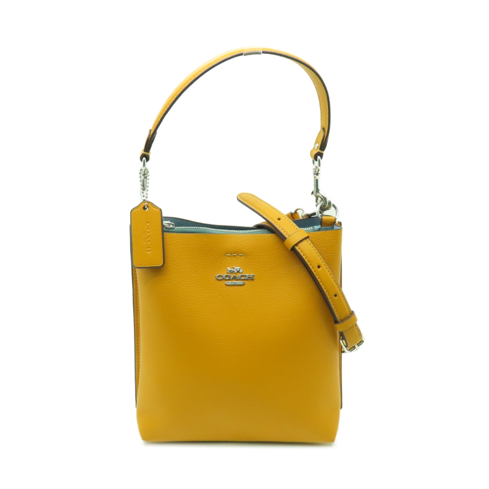 COACH 牛皮皮革Shoulder Bag銀扣手挽肩背兩用袋橙色