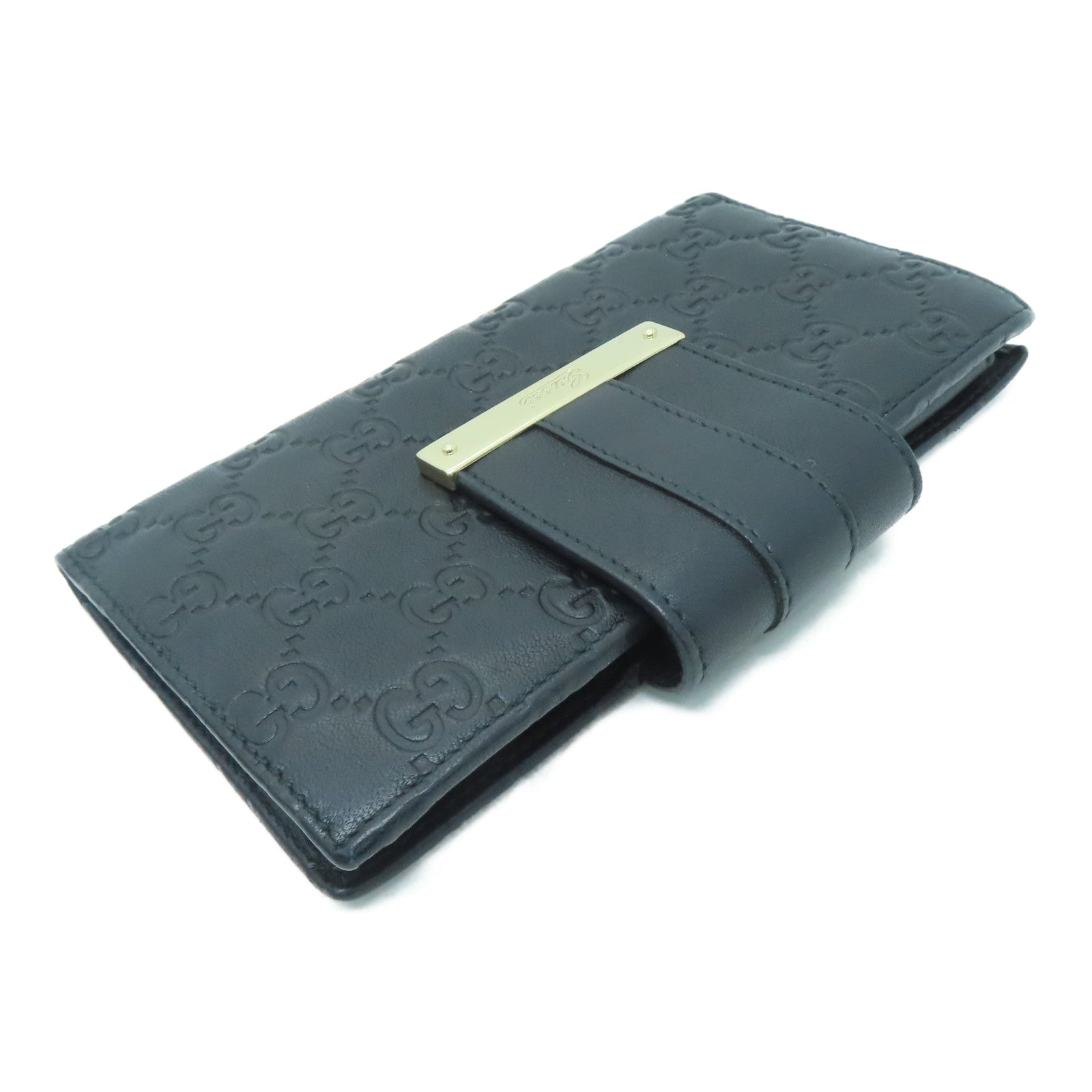 GUCCI 【激減優惠】牛皮皮革Long Wallet銀扣長錢包黑色