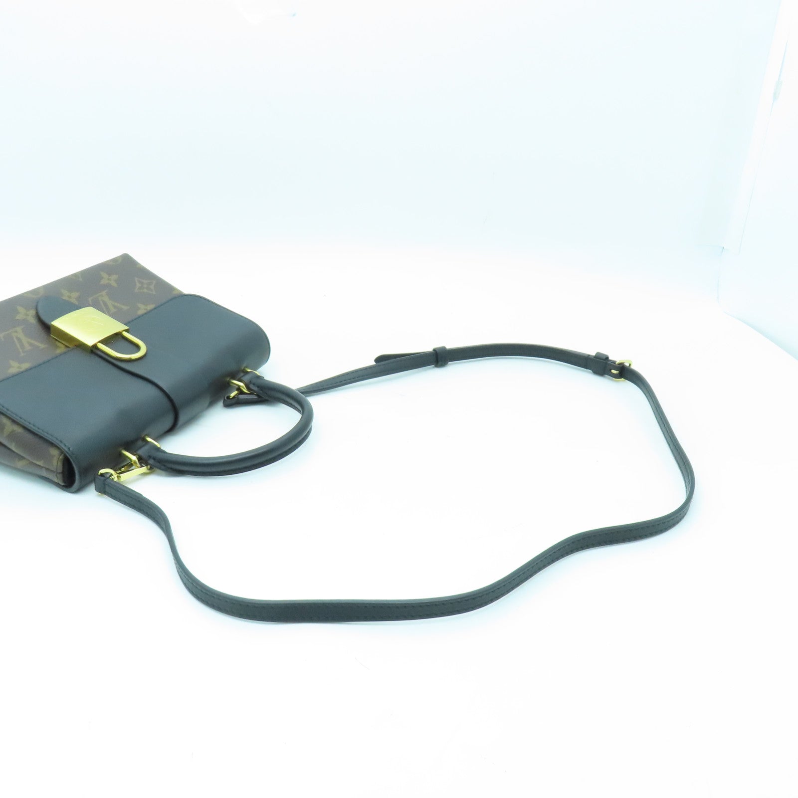 LOUIS VUITTON Monogram Locky BB金扣手挽肩背兩用袋黑色/棕色