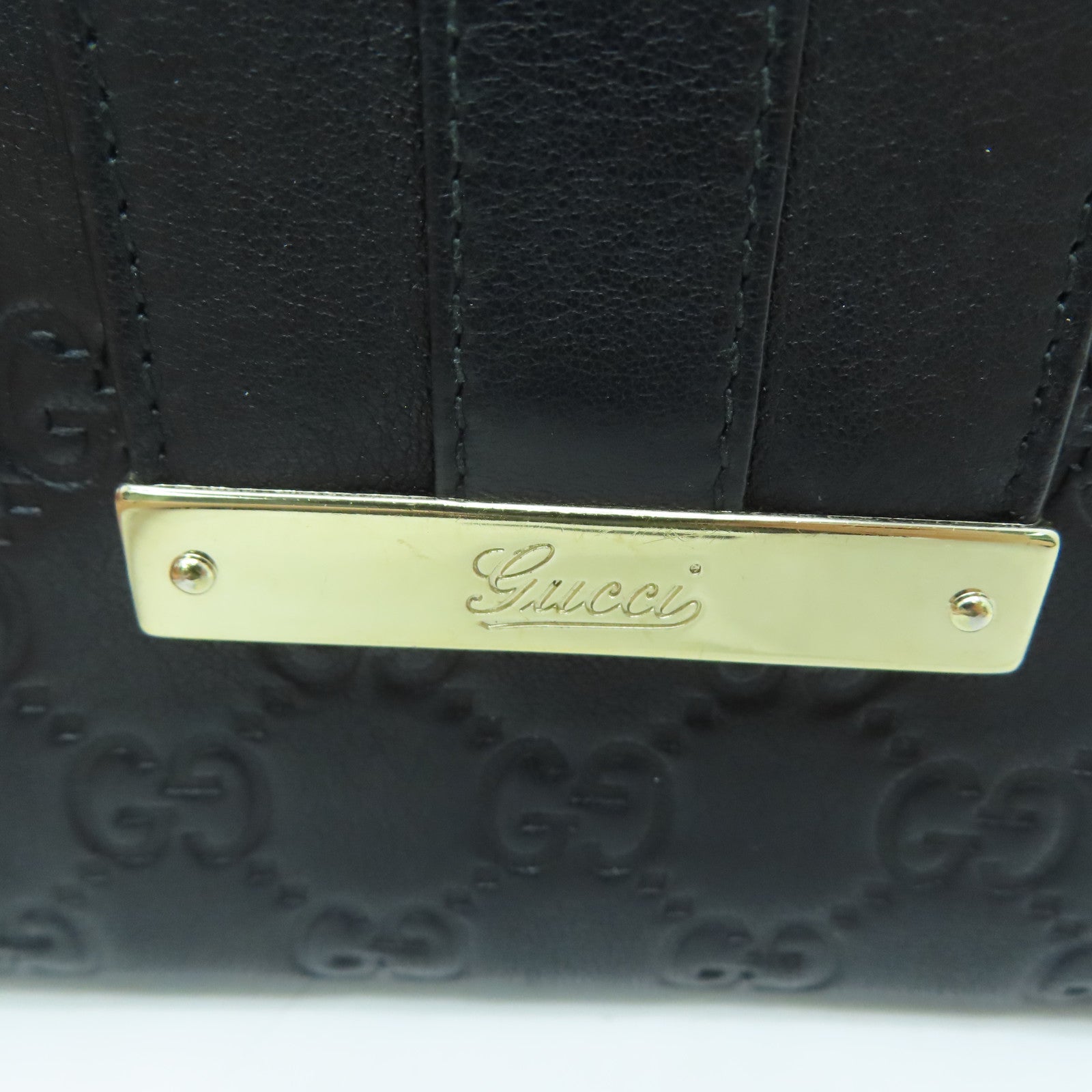 GUCCI 【激減優惠】牛皮皮革Long Wallet銀扣長錢包黑色