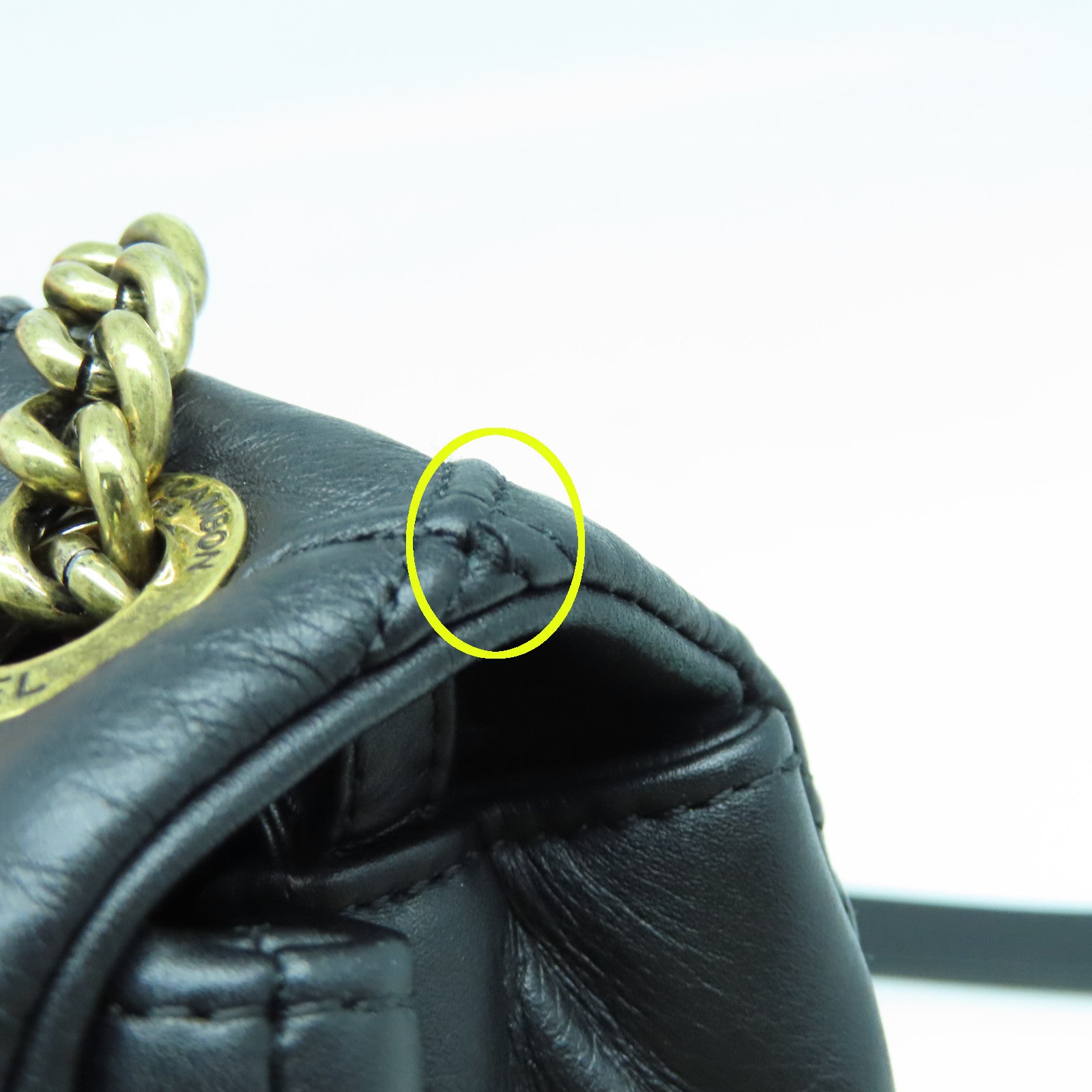 CHANEL 菱格羊皮皮革Chain Shoulder Bag金扣鏈帶肩背袋黑色
