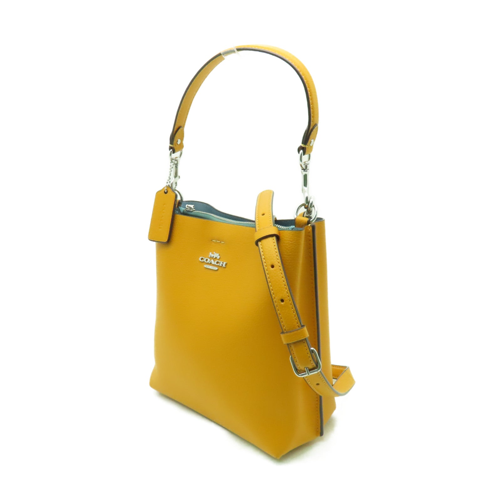 COACH 牛皮皮革Shoulder Bag銀扣手挽肩背兩用袋橙色