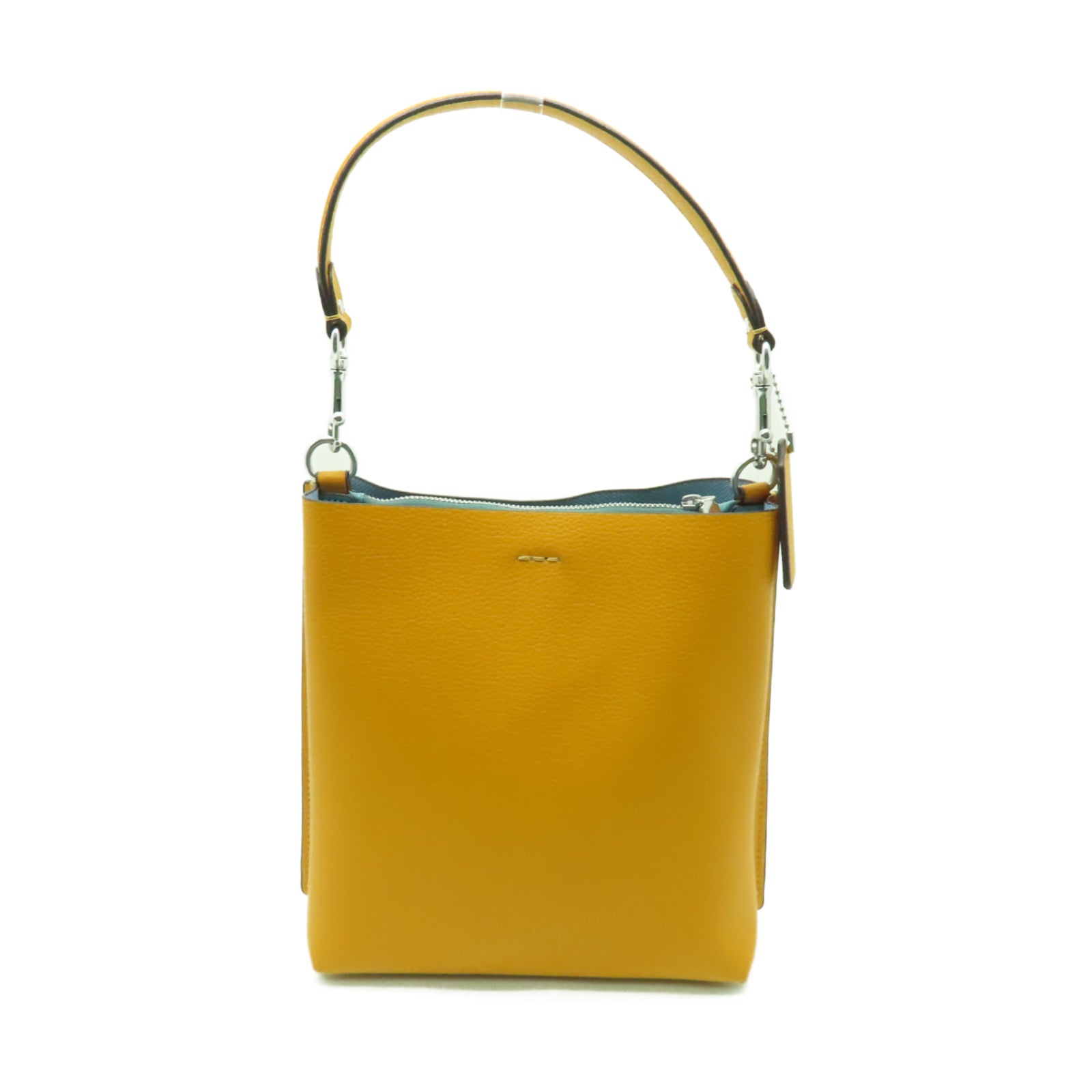 COACH 牛皮皮革Shoulder Bag銀扣手挽肩背兩用袋橙色