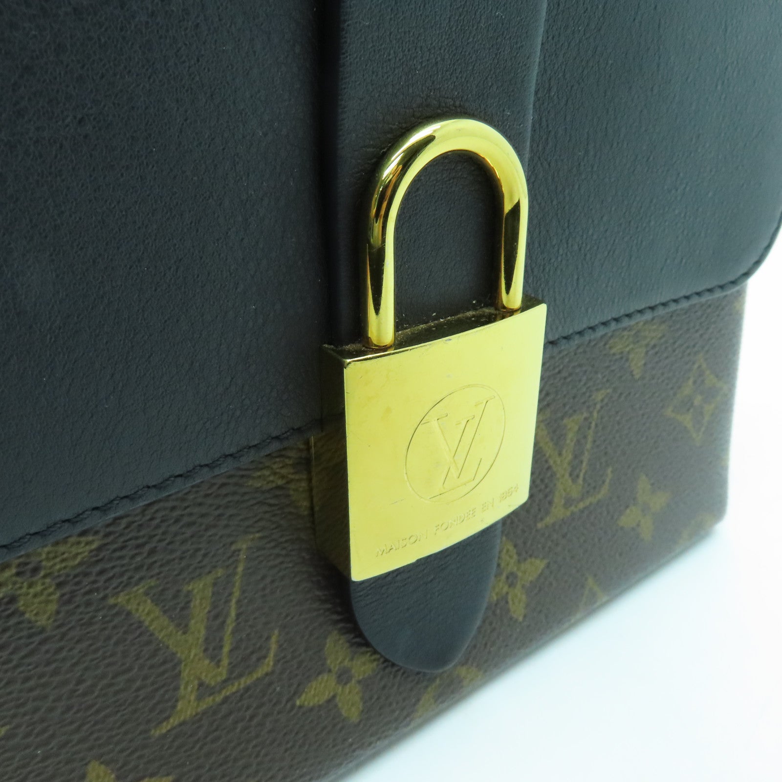 LOUIS VUITTON Monogram Locky BB金扣手挽肩背兩用袋黑色/棕色