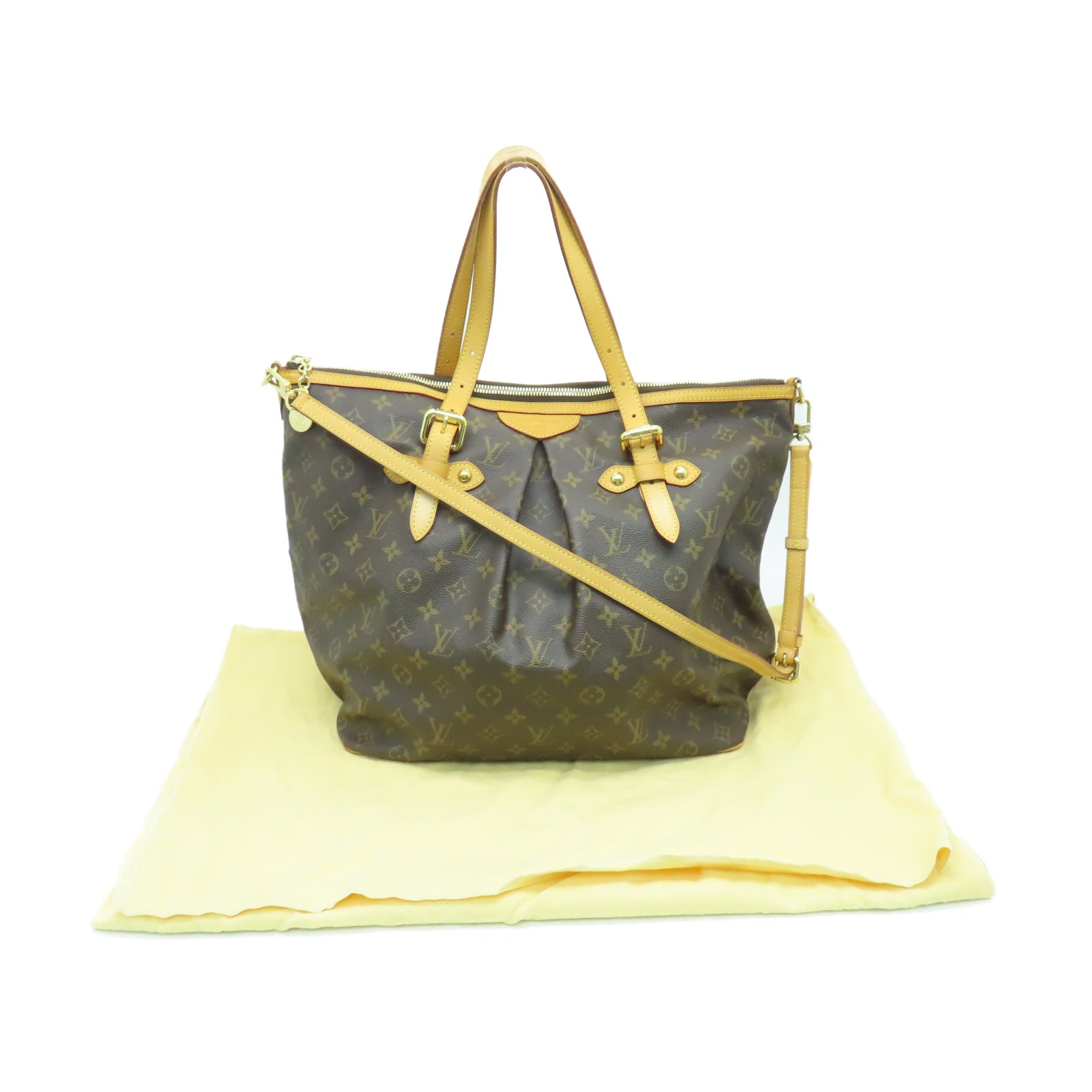 LOUIS VUITTON Monogram Palermo GM金扣手挽肩背兩用袋棕色