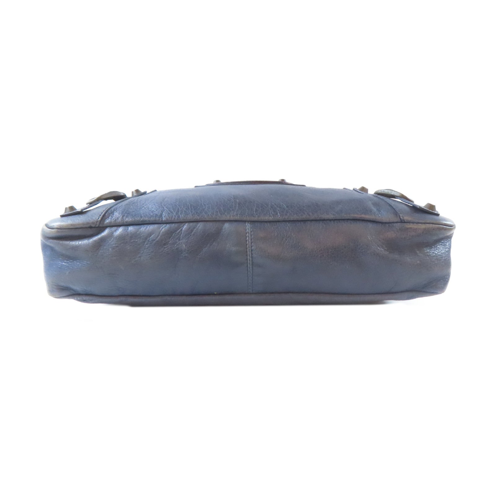 BALENCIAGA 牛皮皮革Frist黑扣手挽肩背兩用袋藍色