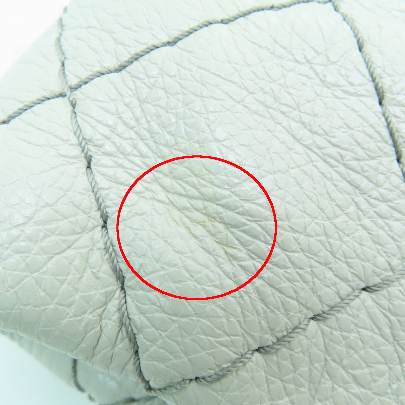 CHANEL 菱格牛皮皮革Totebag銀扣肩背袋手挽袋米色