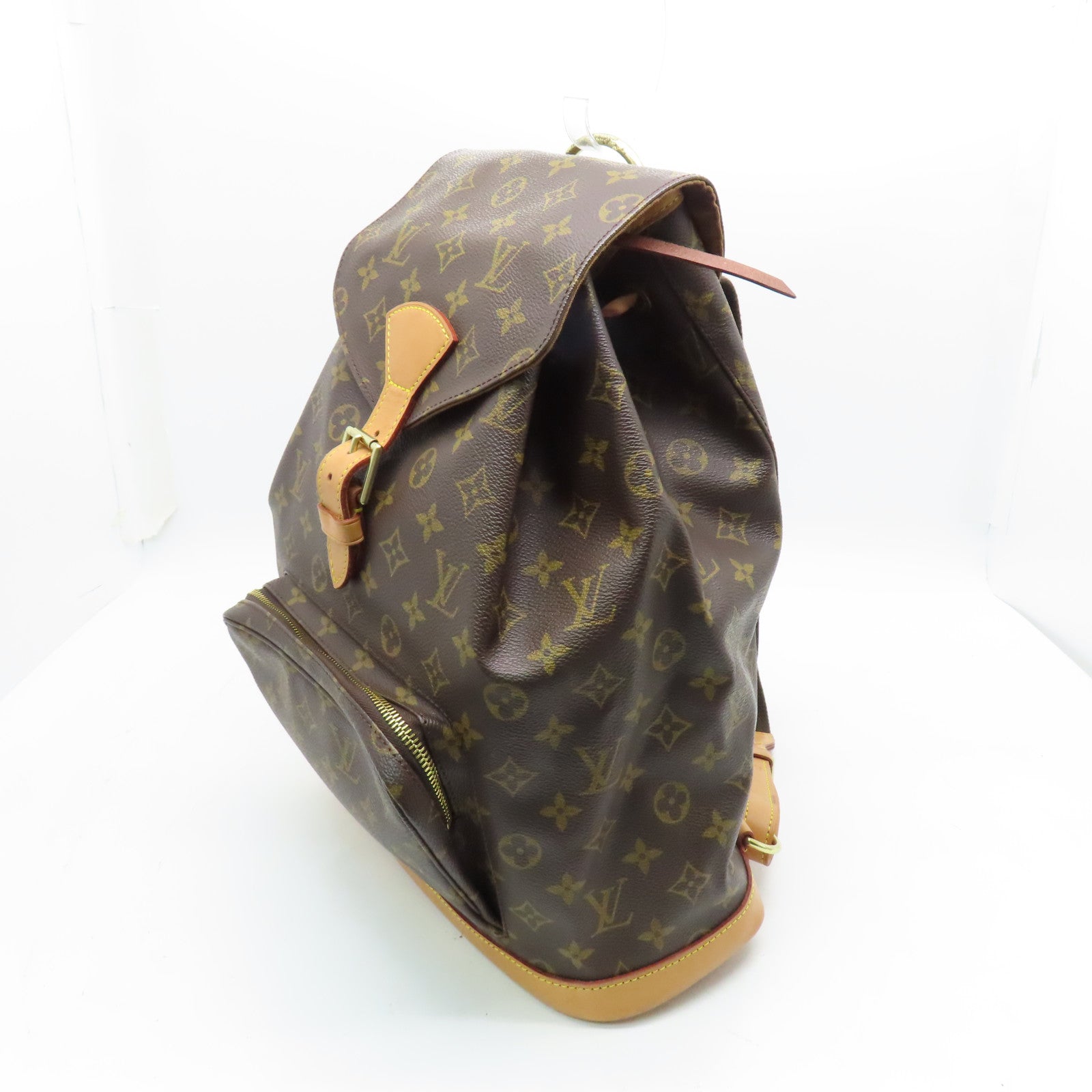 LOUIS VUITTON Monogram Montsouris GM金扣背包啡色