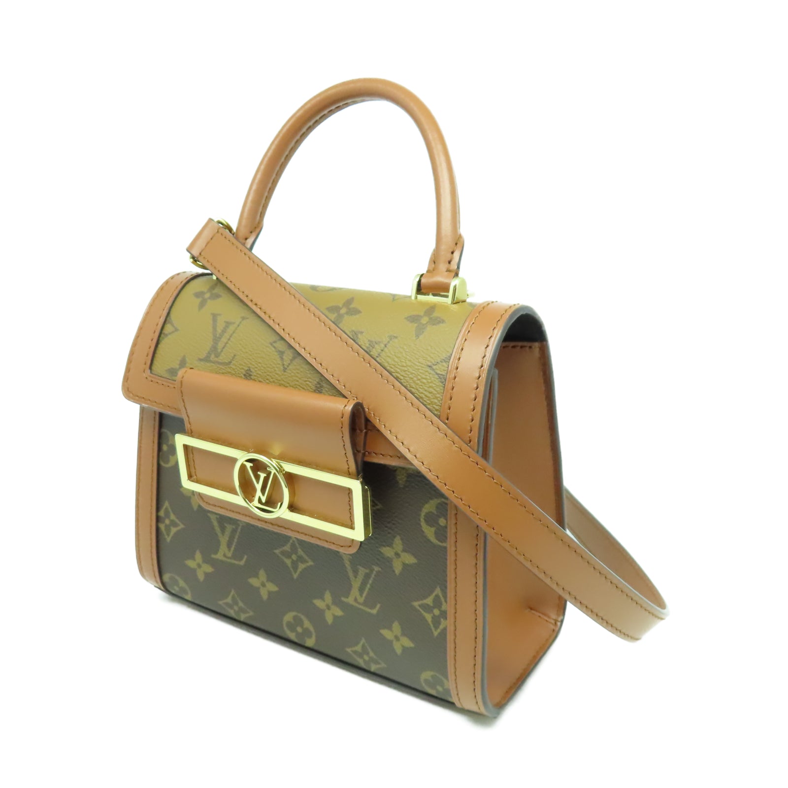 LOUIS VUITTON Monogram Dauphine Capitale金扣手挽肩背兩用袋棕色