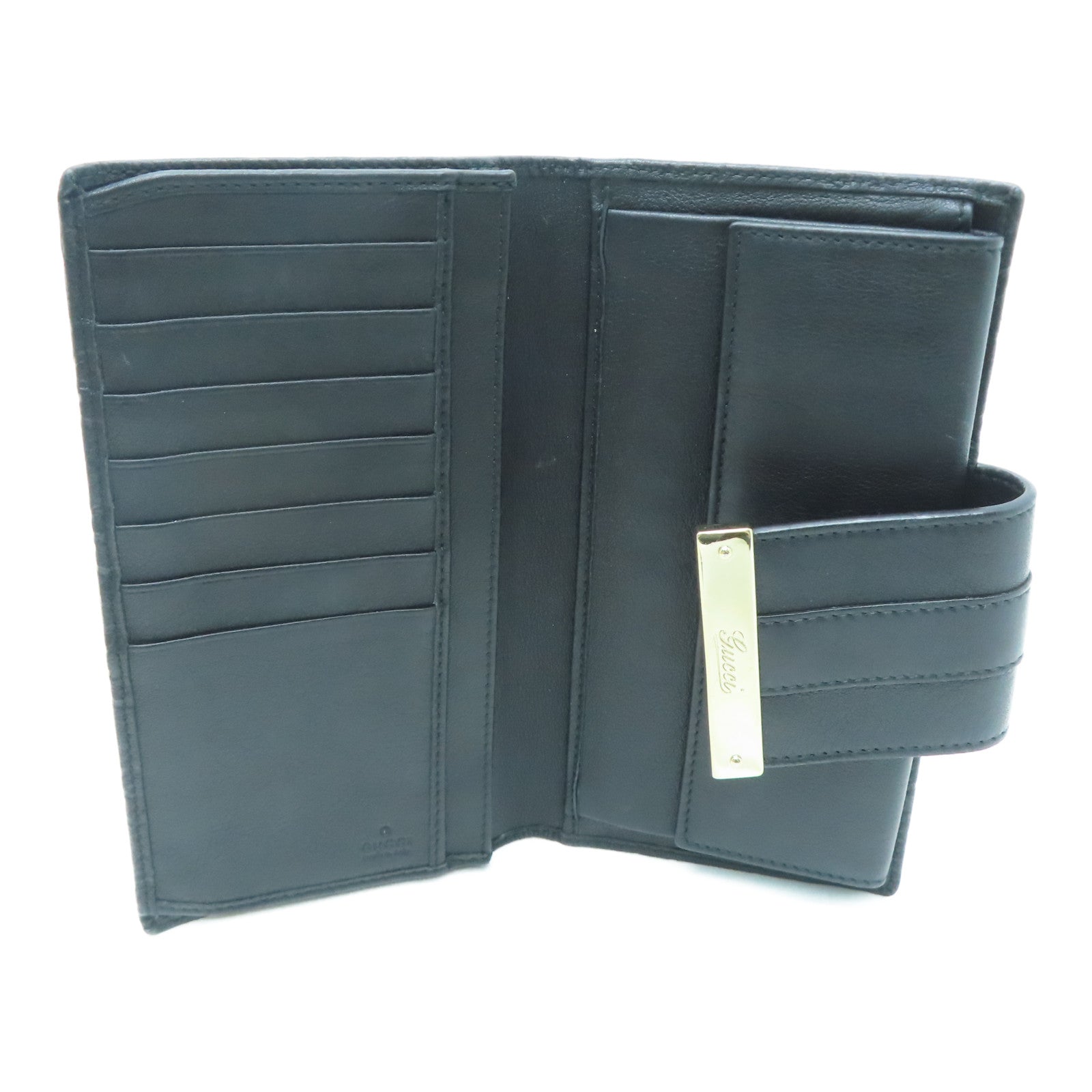 GUCCI 【激減優惠】牛皮皮革Long Wallet銀扣長錢包黑色