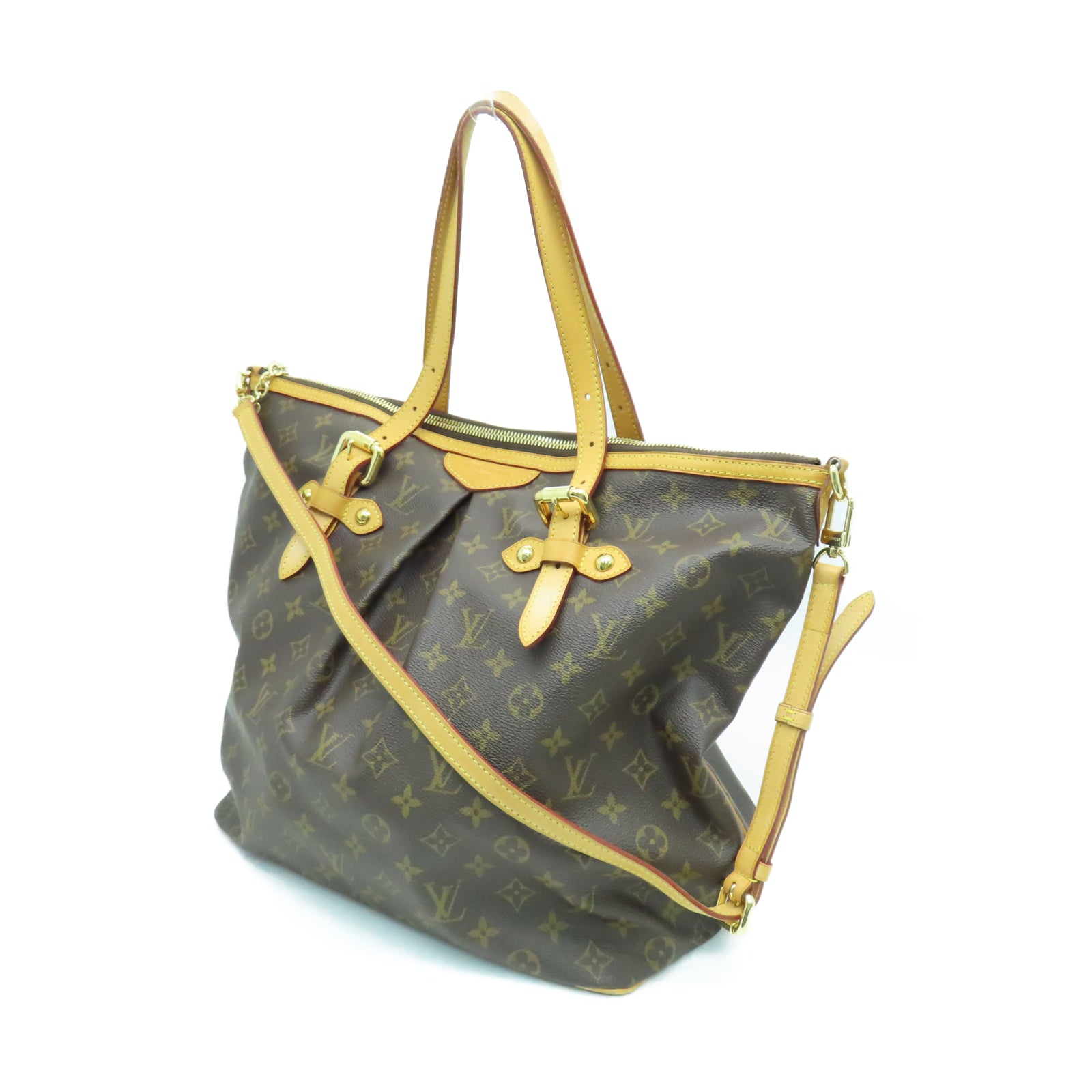 LOUIS VUITTON Monogram Palermo GM金扣手挽肩背兩用袋棕色
