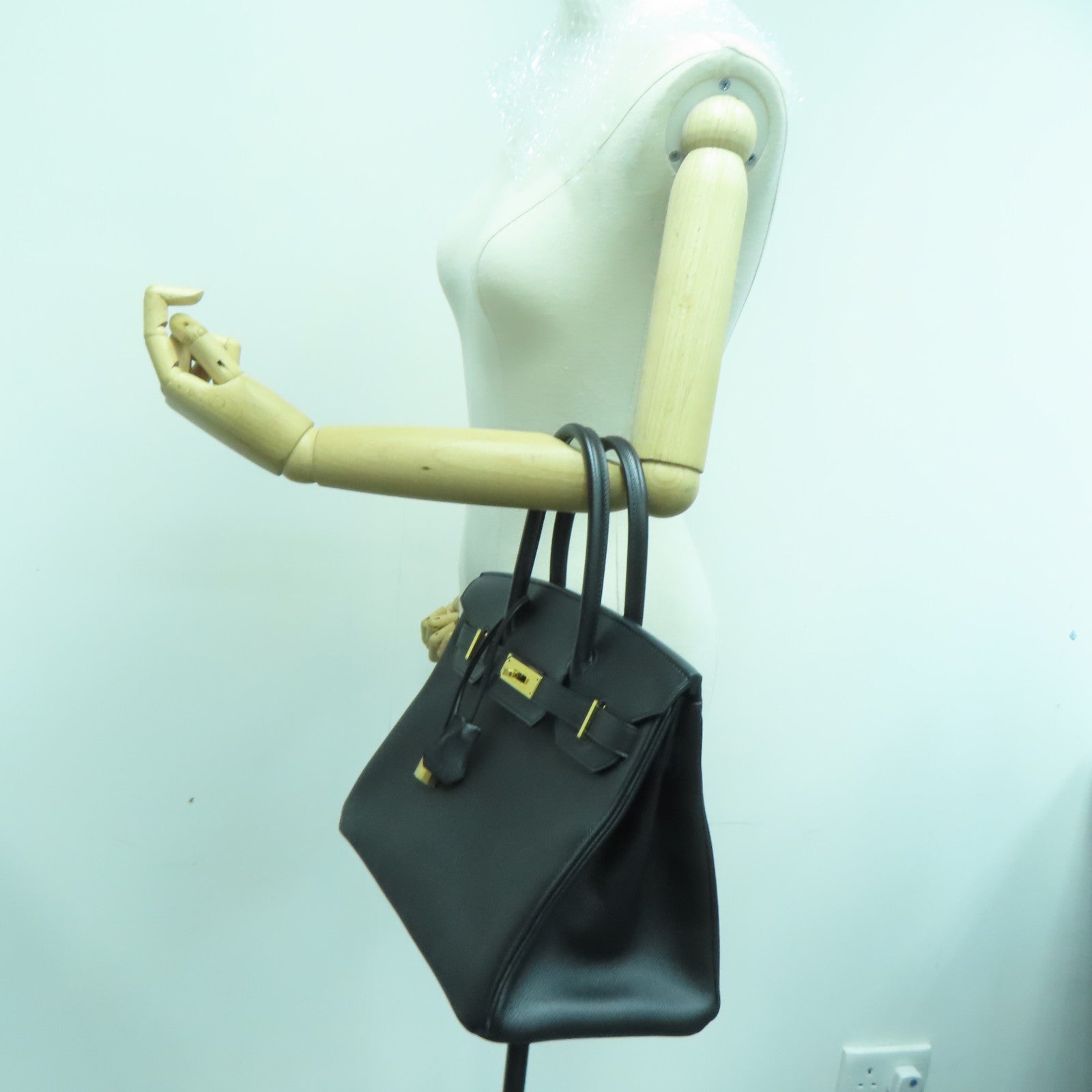 HERMES Epsom皮革Birkin 30金扣手挽袋Noir/黑色