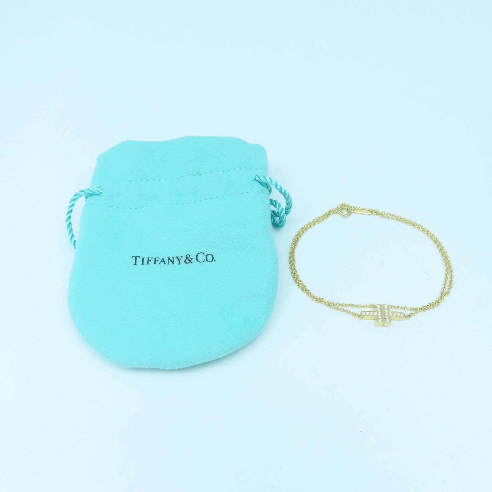 TIFFANY＆CO 【激減優惠】18K黃金T Double Chain金扣手鏈