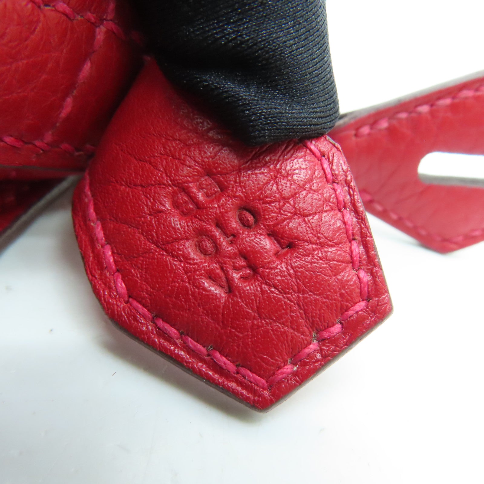 HERMES [Sharp Discount] Clemence Leather Bolide 31 Silver Buckle Handle Shoulder Backpack Rouge Casaque/Red