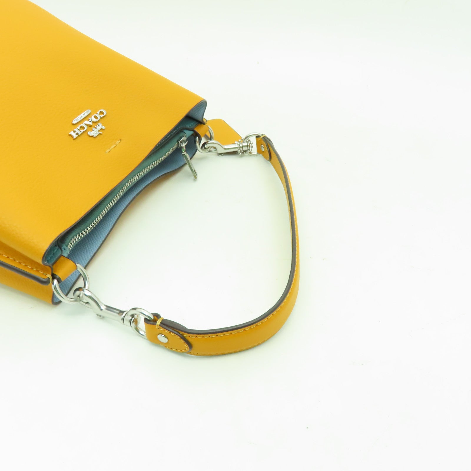 COACH 牛皮皮革Shoulder Bag銀扣手挽肩背兩用袋橙色