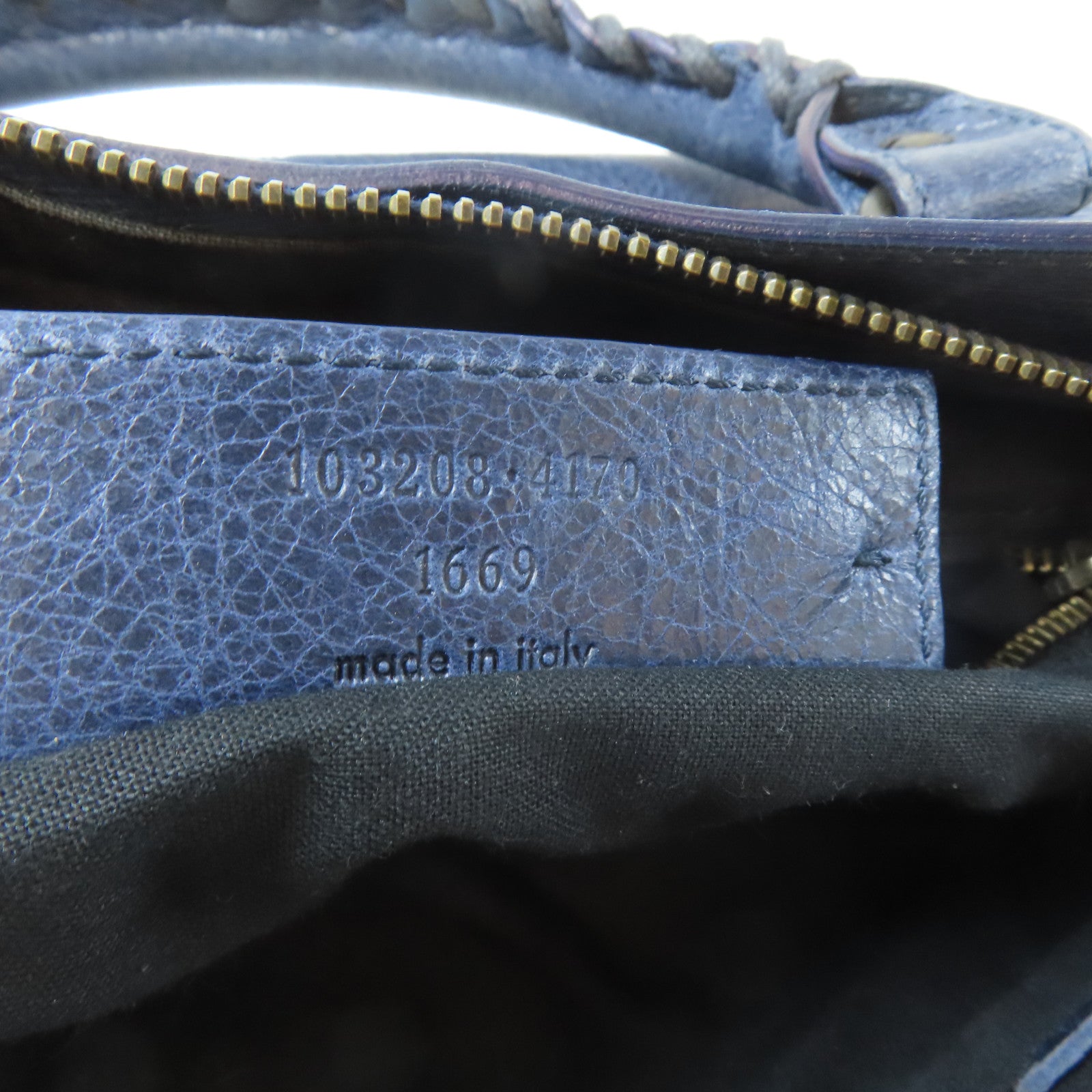 BALENCIAGA 牛皮皮革Frist黑扣手挽肩背兩用袋藍色
