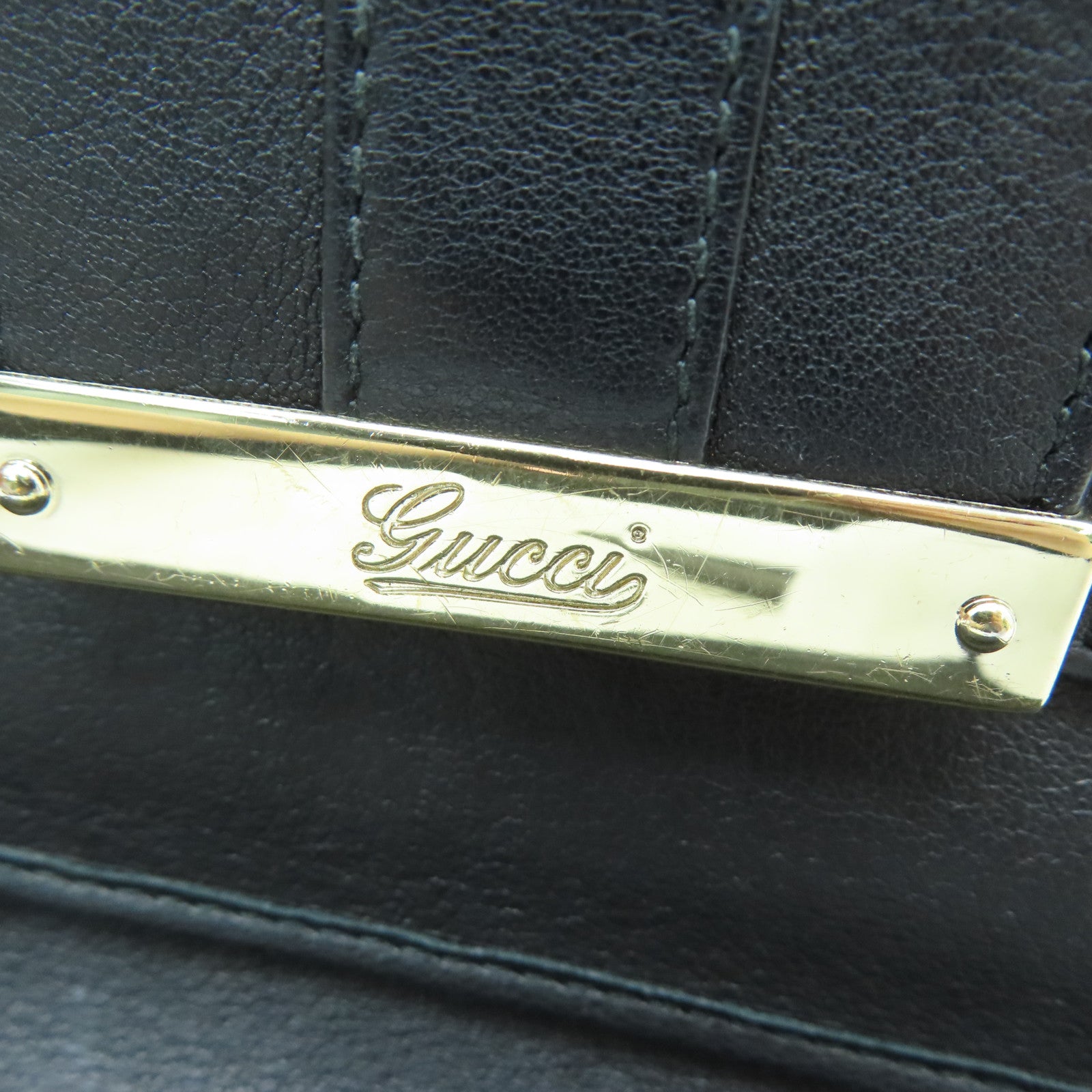 GUCCI 【激減優惠】牛皮皮革Long Wallet銀扣長錢包黑色