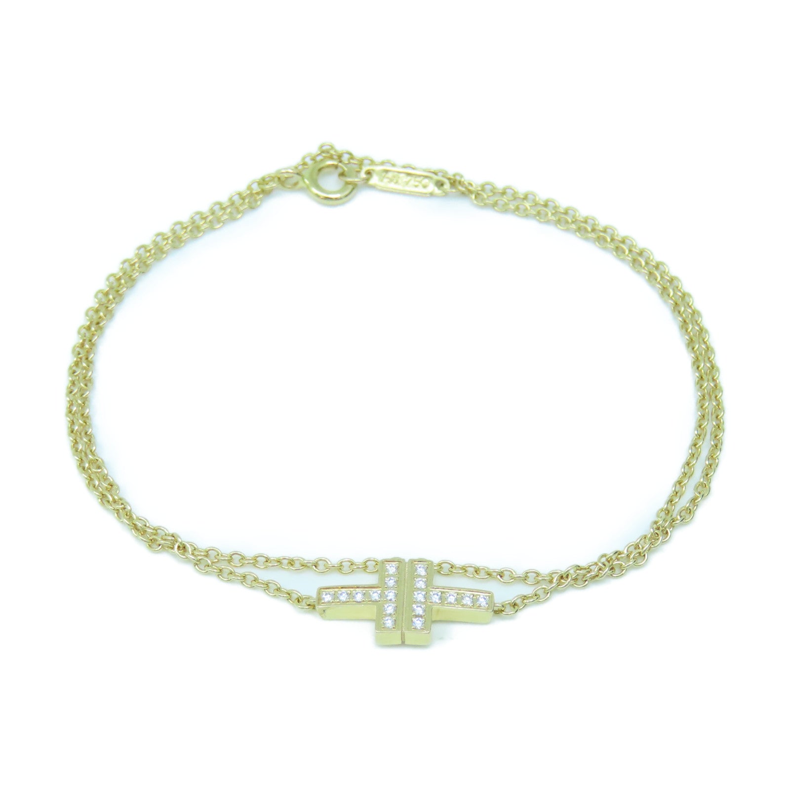 TIFFANY＆CO 【激減優惠】18K黃金T Double Chain金扣手鏈