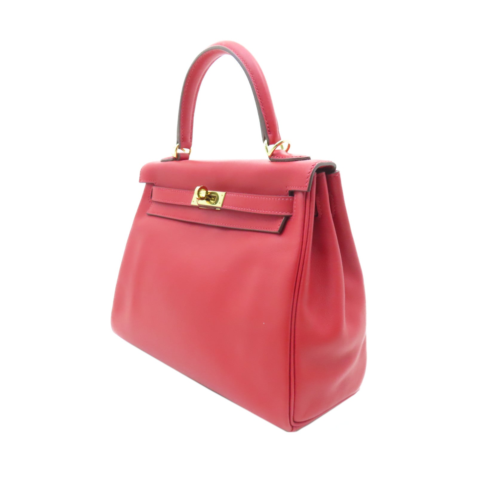 HERMES Swift皮革Kelly 25金扣手挽肩背兩用袋Rouge Piment辣椒紅色