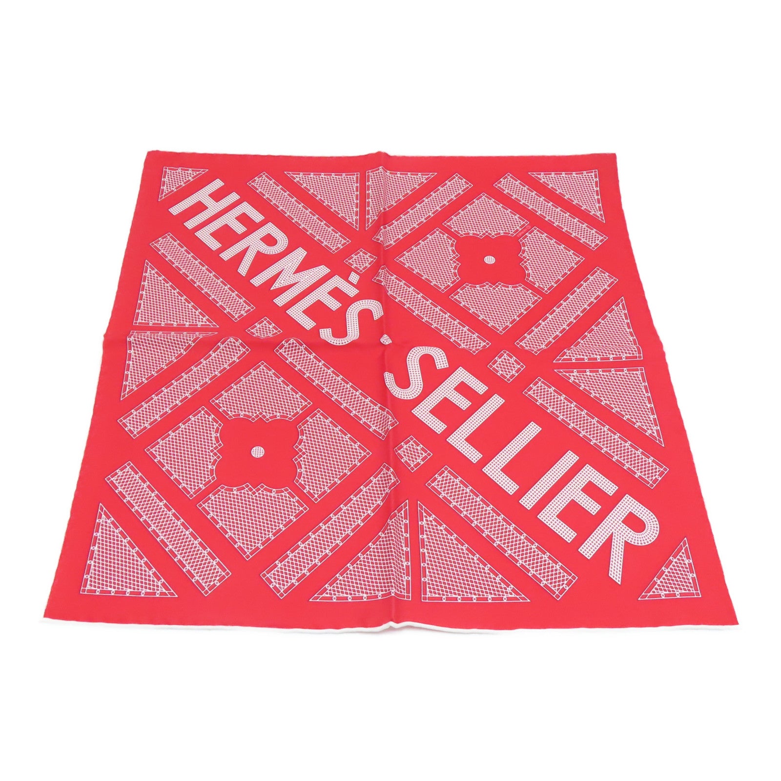 HERMES [Sharp Discount] Silk Scarf Red White