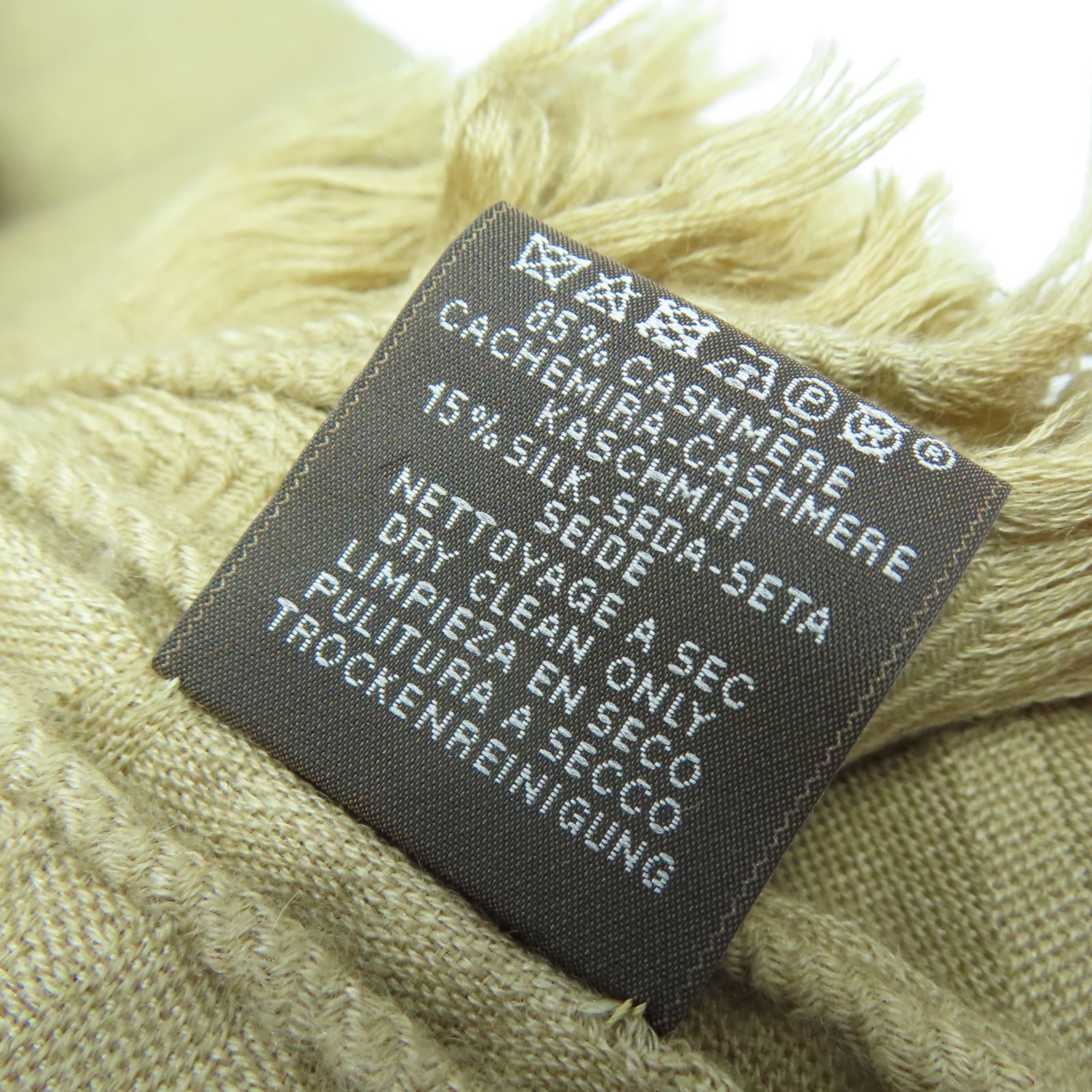 HERMES 【激減優惠】羊絨/絲質Scarf圍巾米色