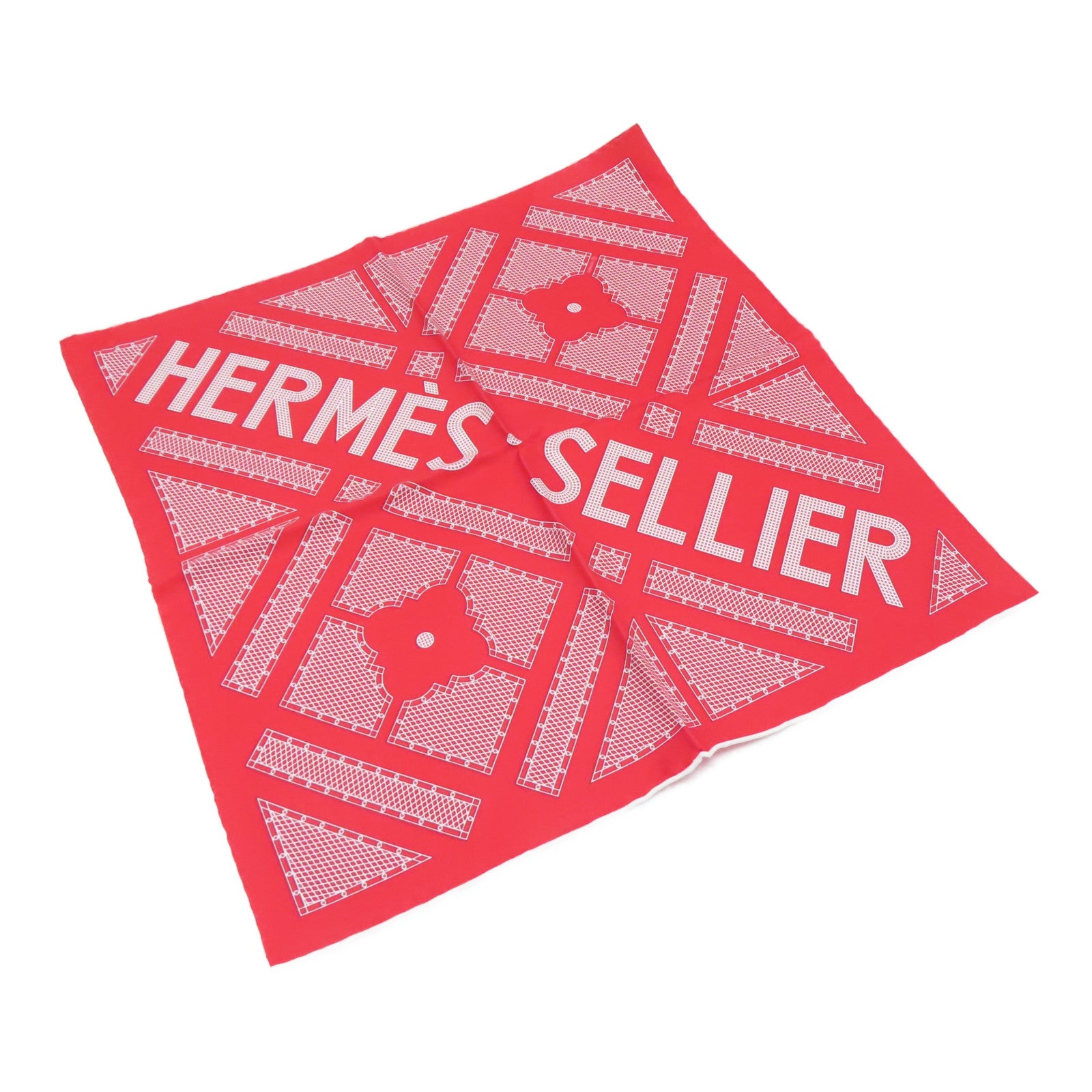 HERMES [Sharp Discount] Silk Scarf Red White