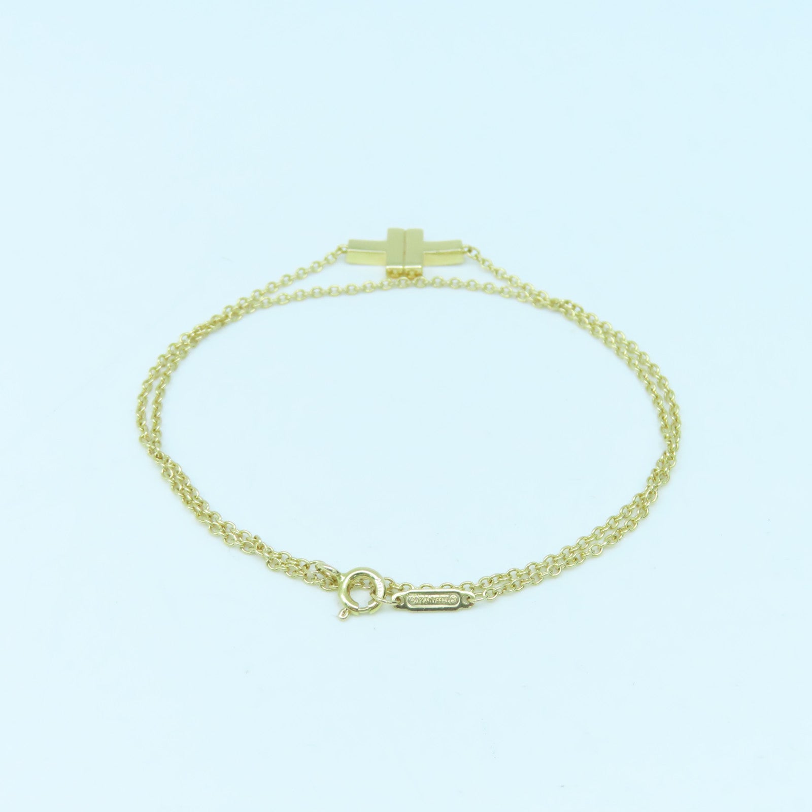 TIFFANY＆CO 【激減優惠】18K黃金T Double Chain金扣手鏈