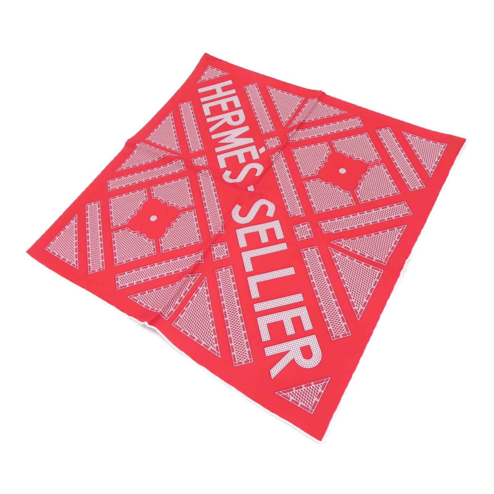 HERMES [Sharp Discount] Silk Scarf Red White