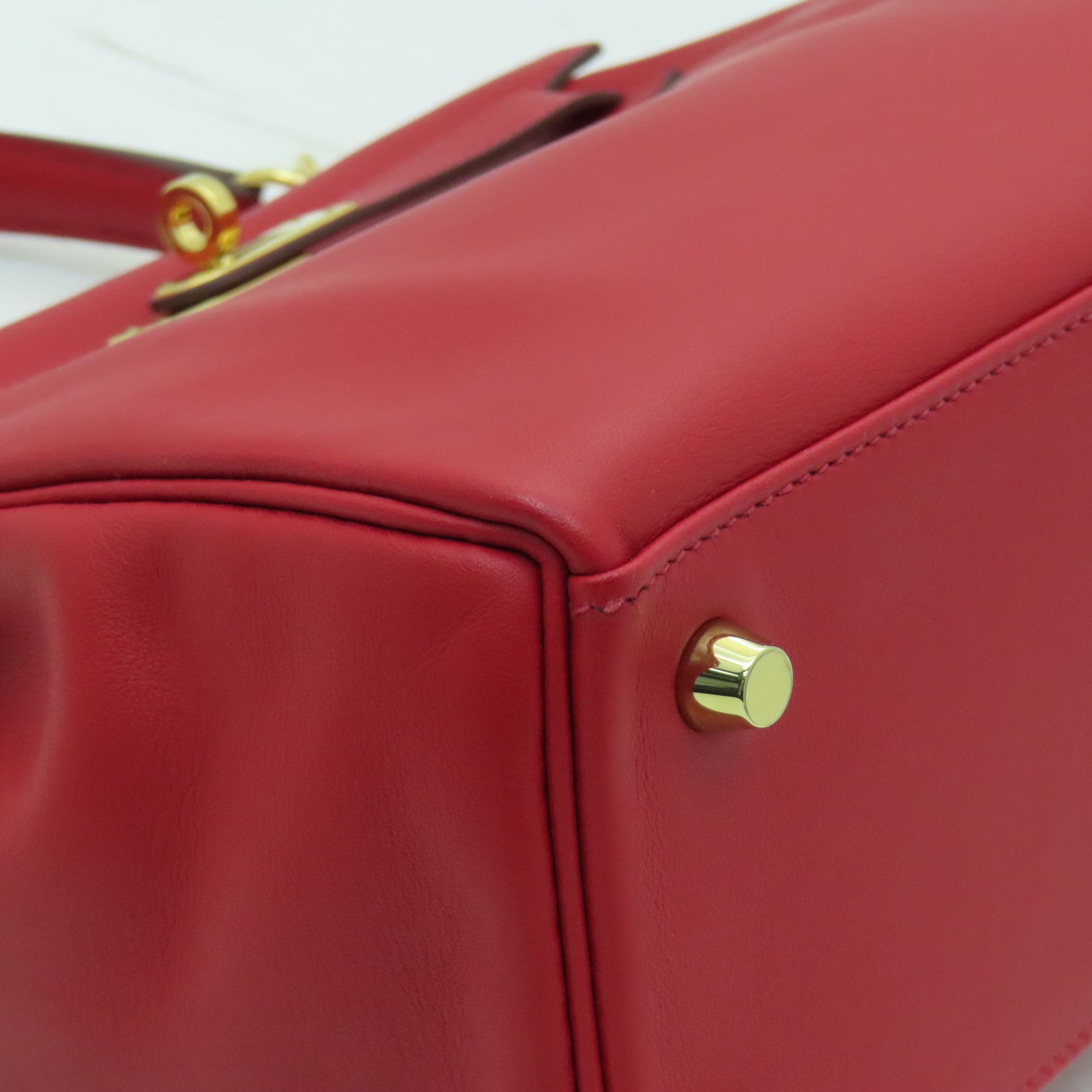 HERMES Swift皮革Kelly 25金扣手挽肩背兩用袋Rouge Piment辣椒紅色