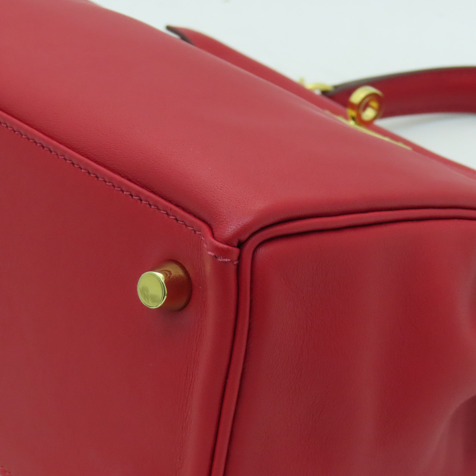HERMES Swift皮革Kelly 25金扣手挽肩背兩用袋Rouge Piment辣椒紅色