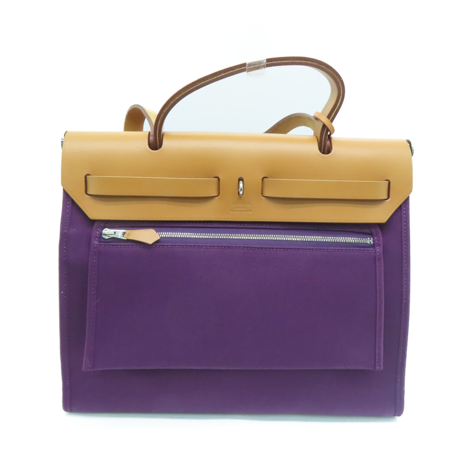 HERMES Canvas 2 Way Shoulder Bag Silver Buckle Handle Shoulder Bag Purple