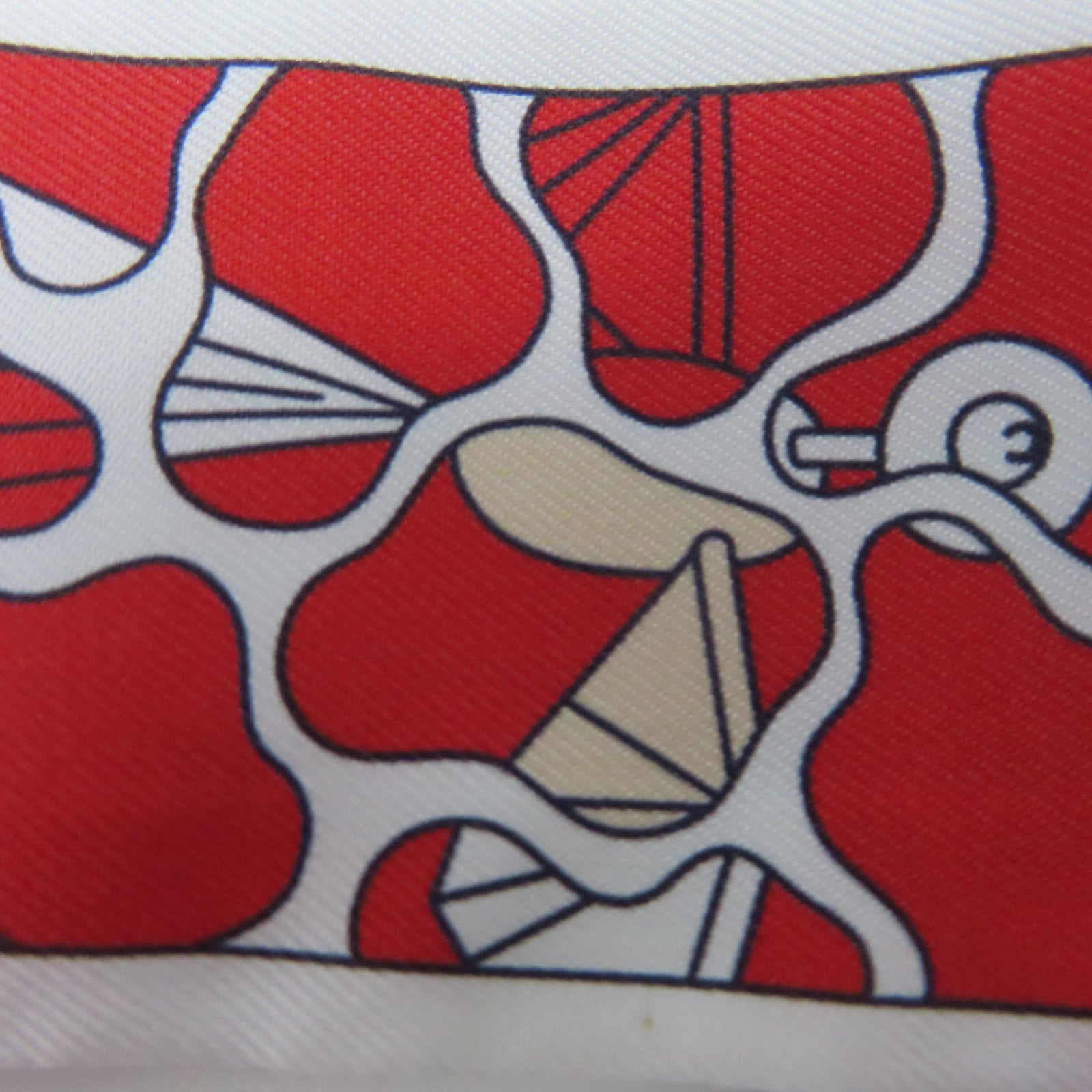HERMES 【激減優惠】絲質Twilly絲巾紅色/白色